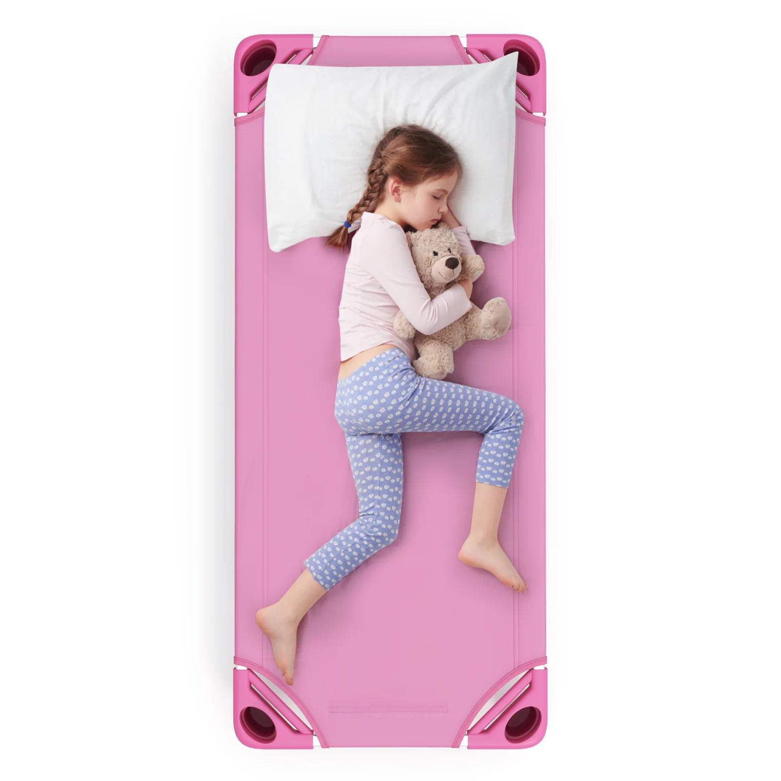 Kids Stackable Daycare Cot Pack Of 6, Detachable Oxford Cloth, Pink - Image 5