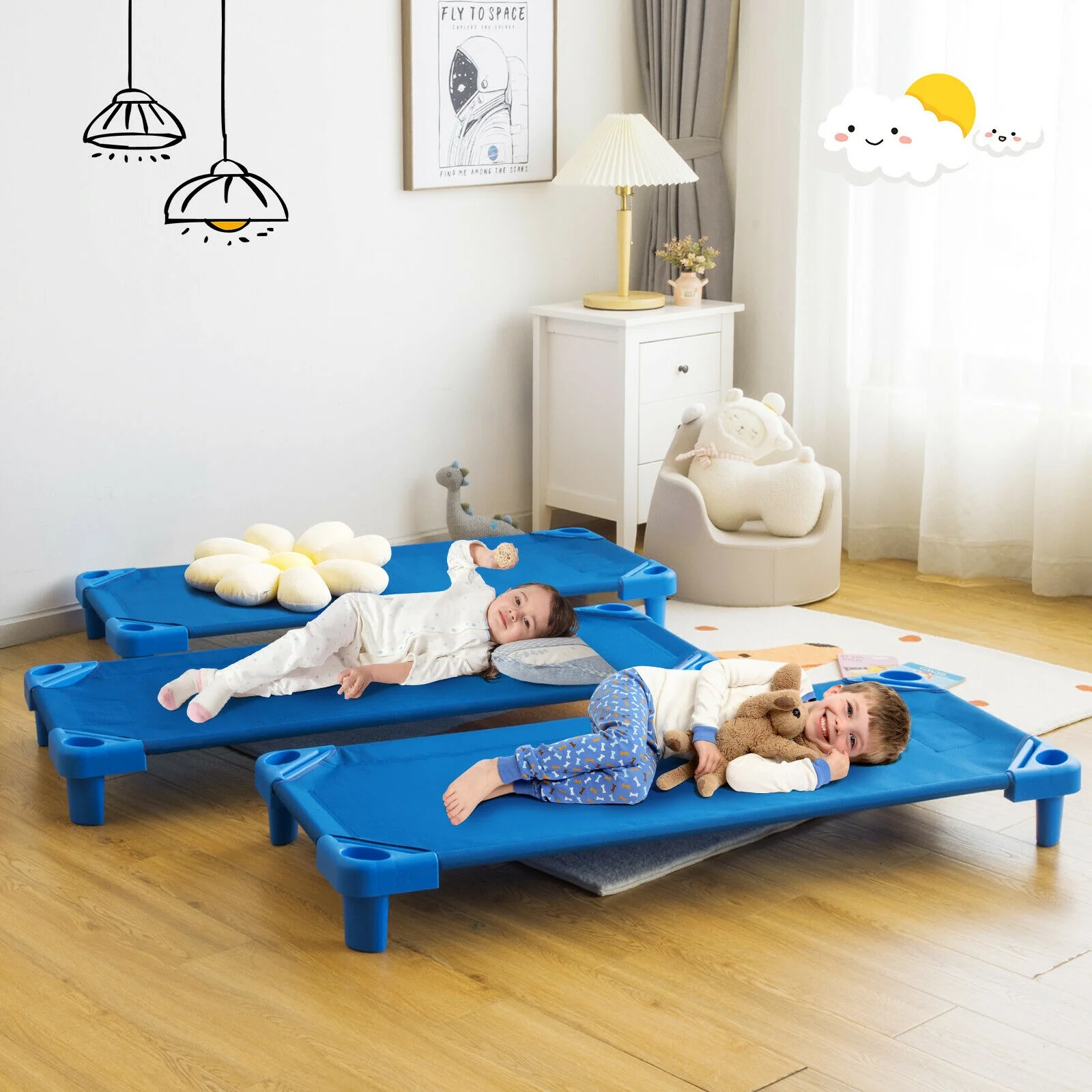 Kids Stackable Daycare Rest Mat, 52 Inch x 23 Inch, Pack of 6, Blue - Image 7