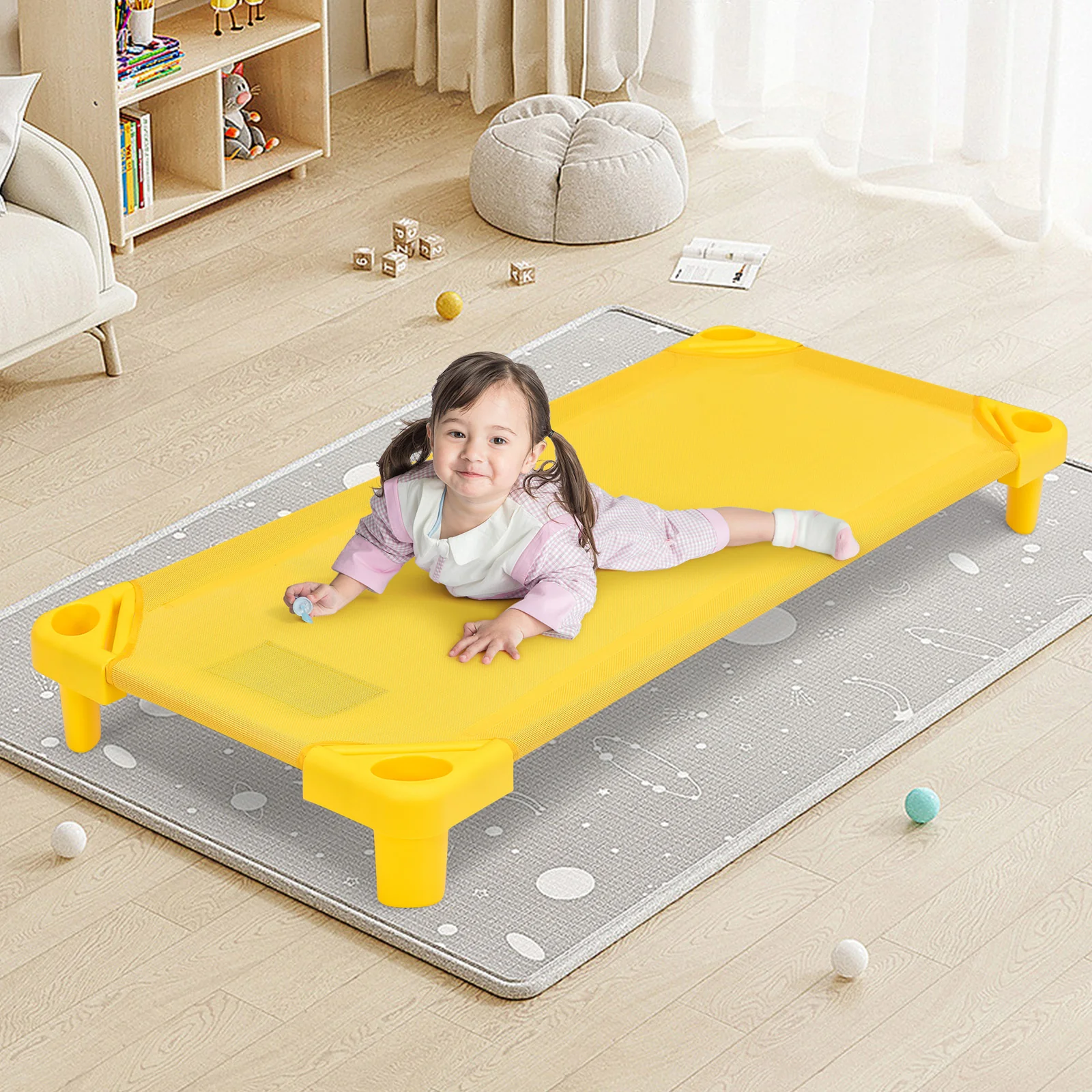 Kids Stackable Naptime Cot, Pack of 4, Multicolor - Image 3