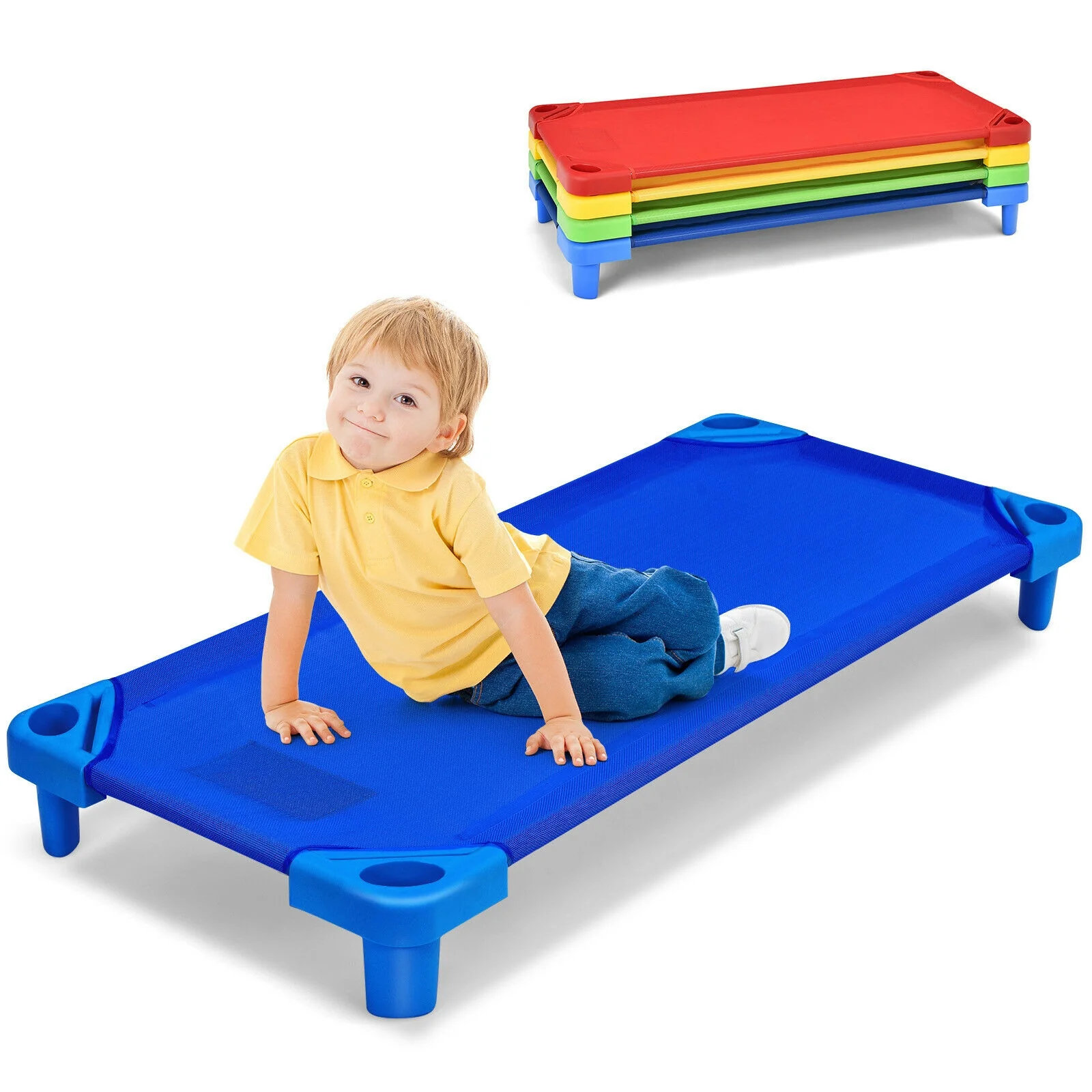Kids Stackable Naptime Cot, Pack of 4, Multicolor - Image 5