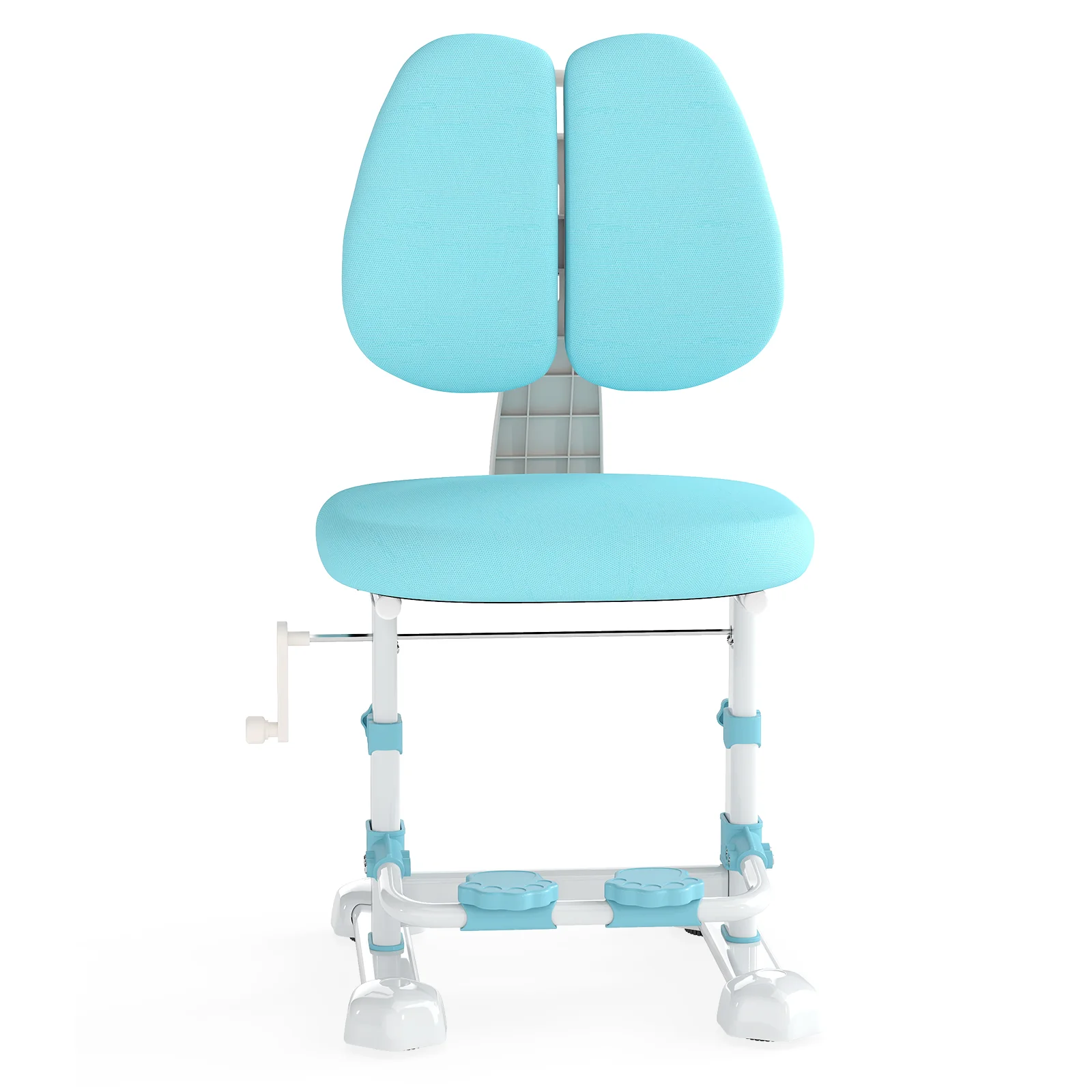 Kids Study Chair, Adjustable Double Backrest, Footrest, Blue - Image 5