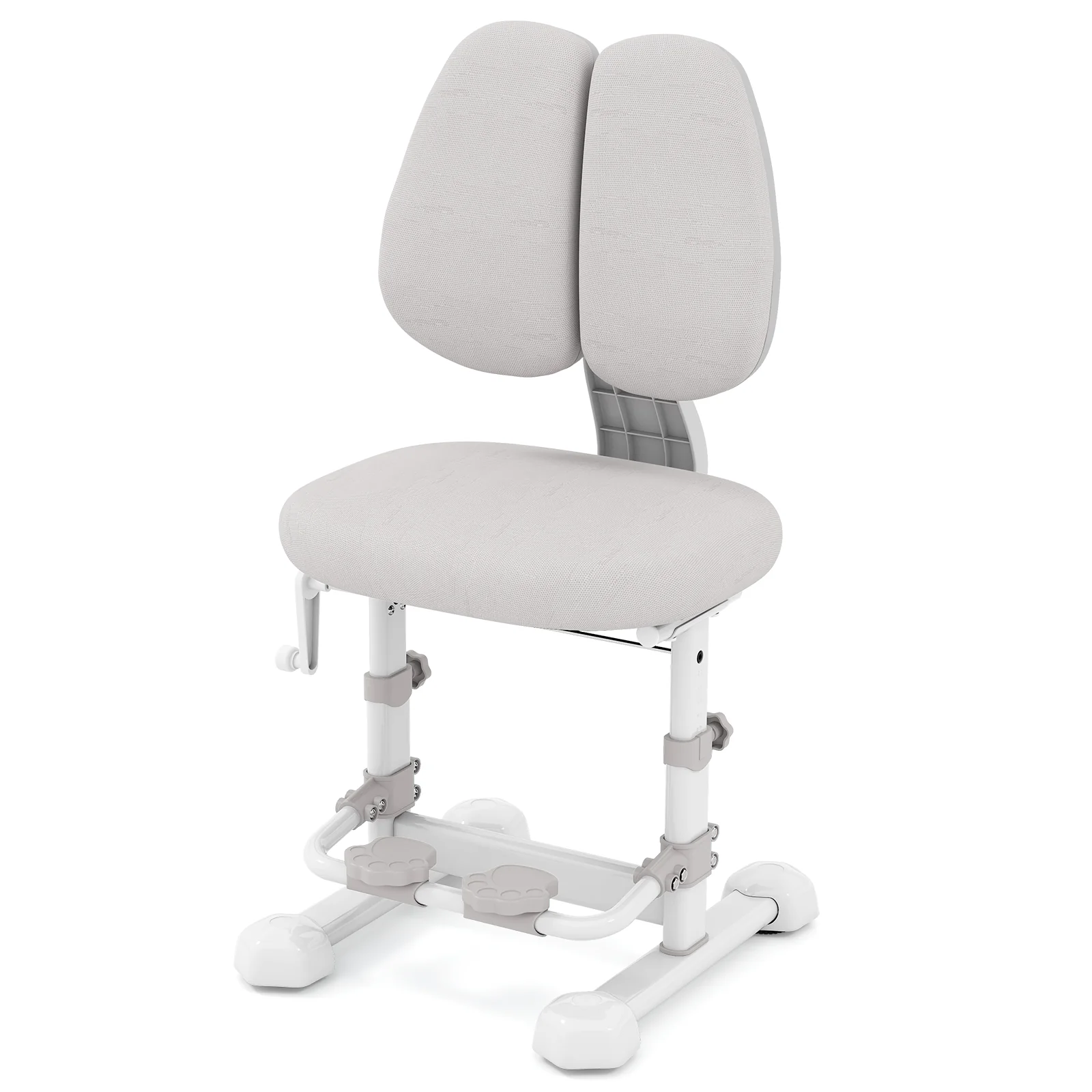Kids Study Chair, Adjustable Double Backrest, Footrest, Gray - Image 4