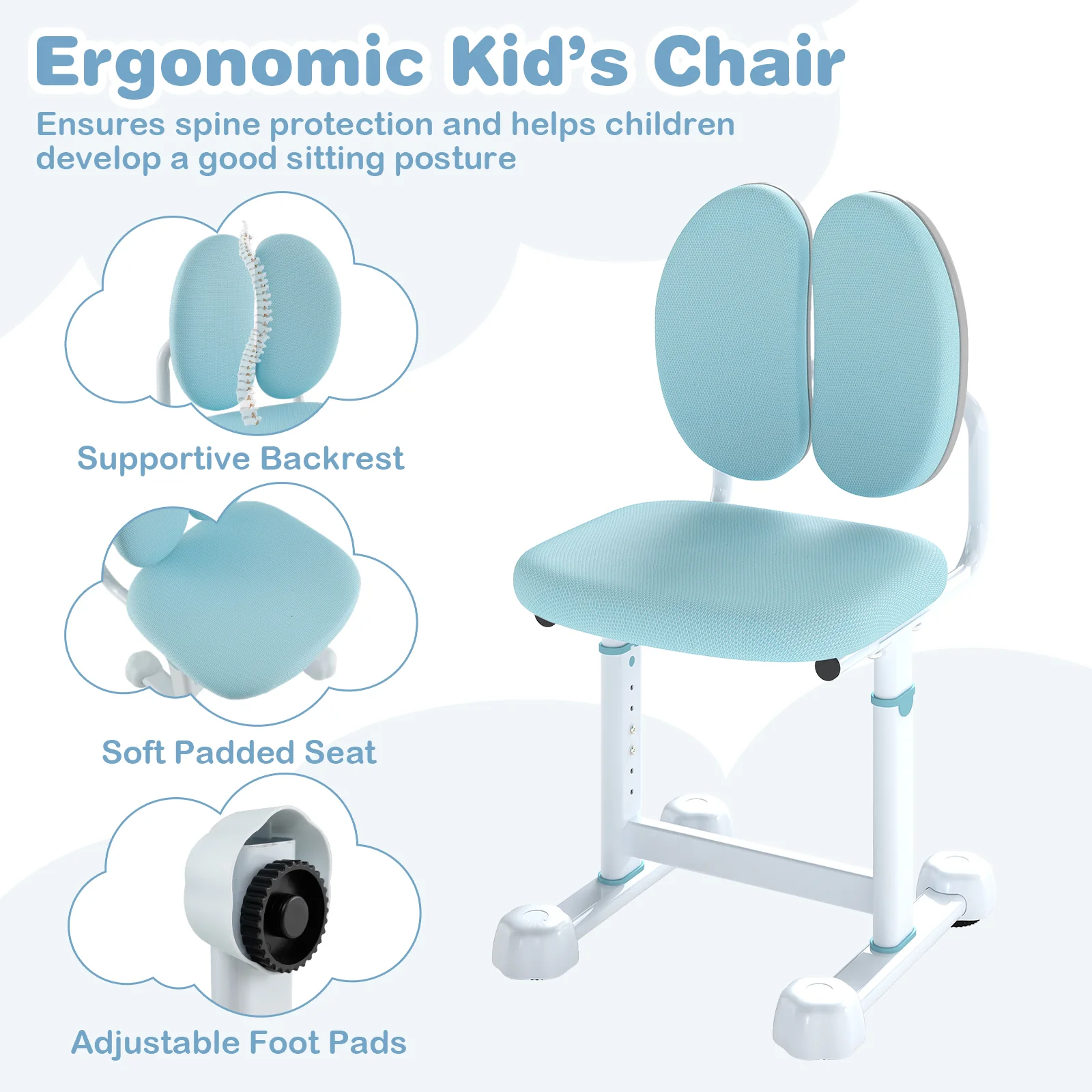 Kid's Study Desk, Tilt Desktop, Pen Holder, Blue - Image 10