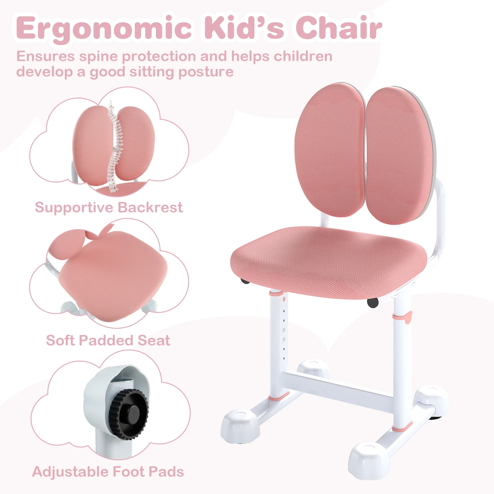 Kids Study Desk, Tilt Desktop, Pen Holder, Pink - Image 10
