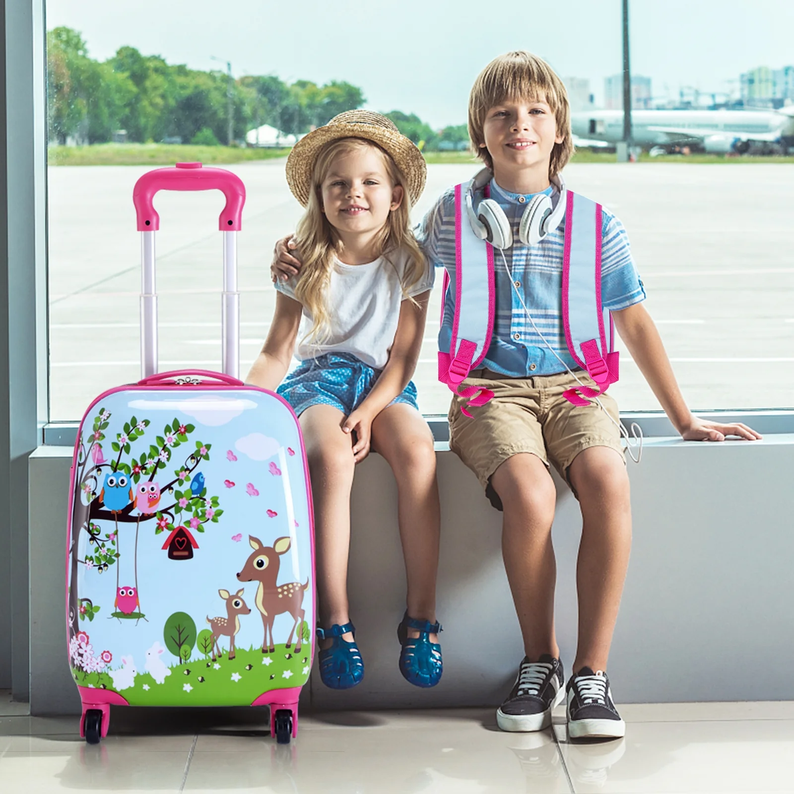 Kids Suitcase Backpack Luggage Set, 2 Pieces, Blue - Image 2