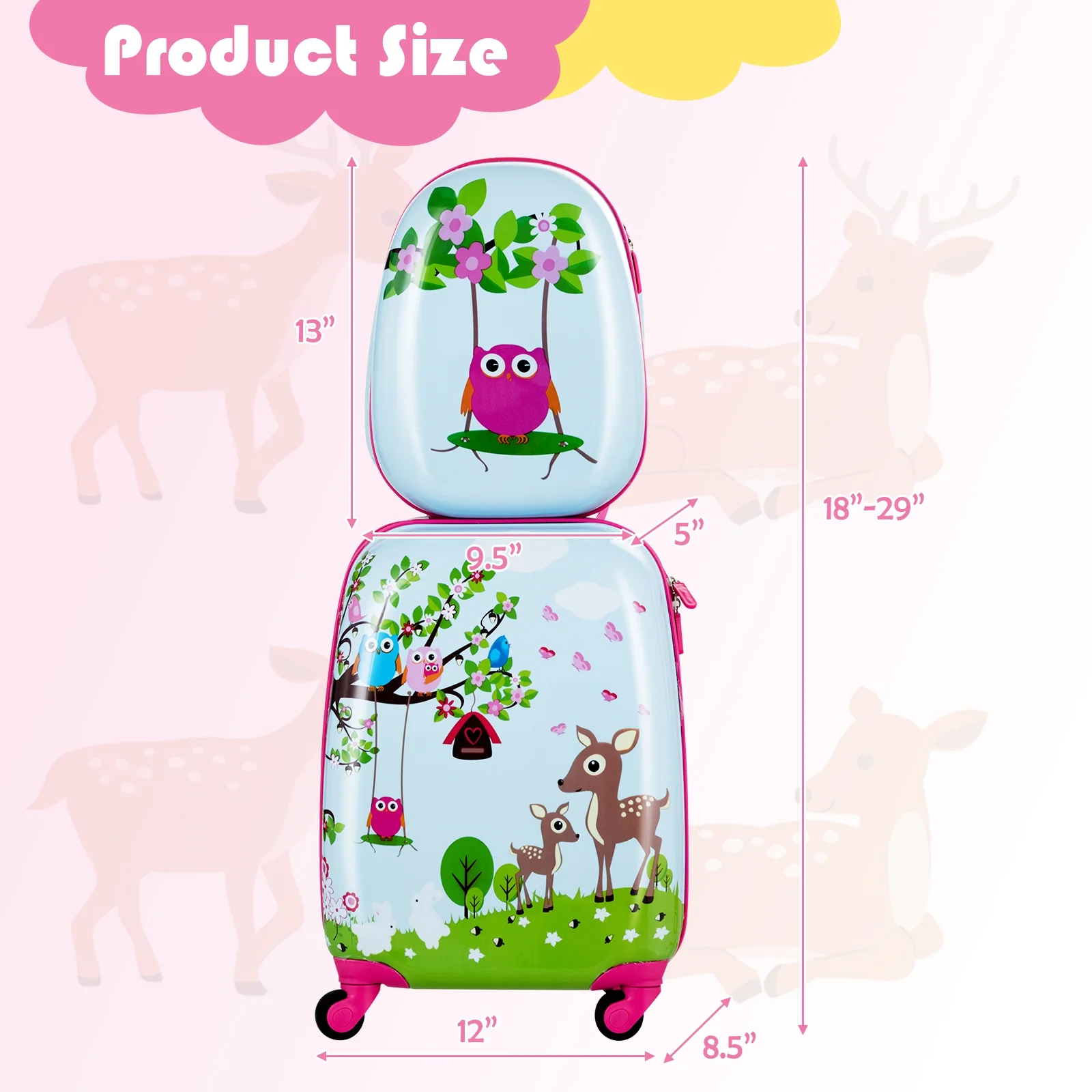 Kids Suitcase Backpack Luggage Set, 2 Pieces, Blue - Image 5