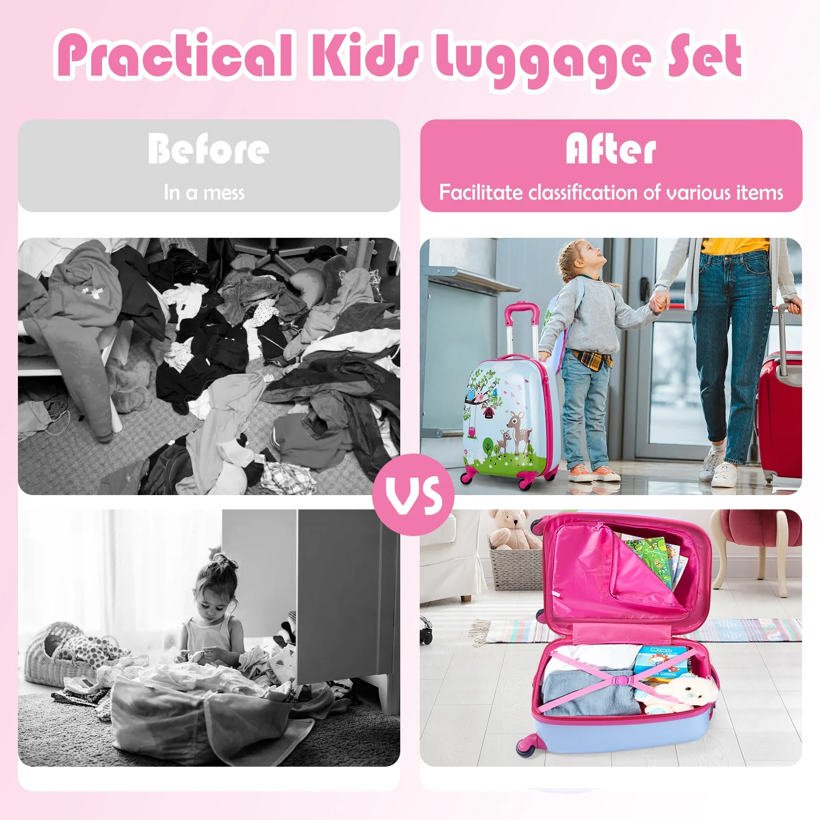 Kids Suitcase Backpack Luggage Set, 2 Pieces, Blue - Image 8