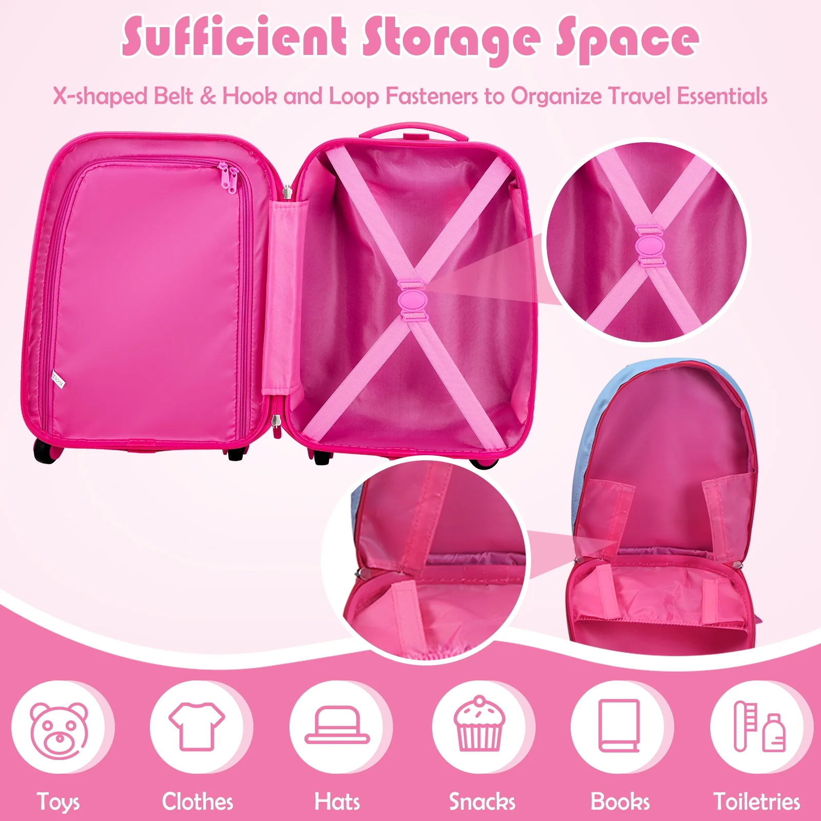 Kids Suitcase Backpack Luggage Set, 2 Pieces, Blue - Image 9