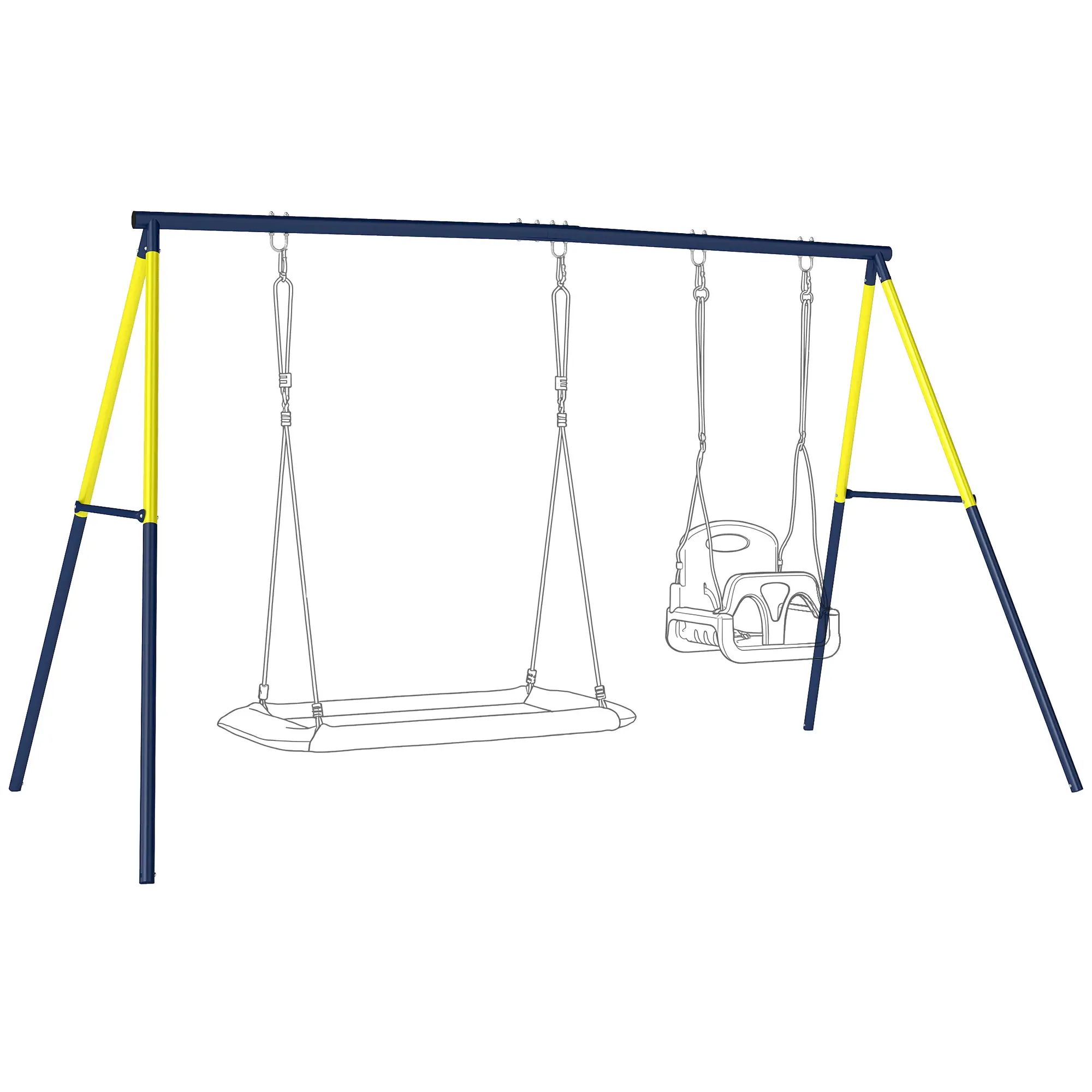 Kids Swing Set, Heavy Duty Metal, 2 Seat, Supports 150 kg, Indoor Outdoor, Blue - Image 11