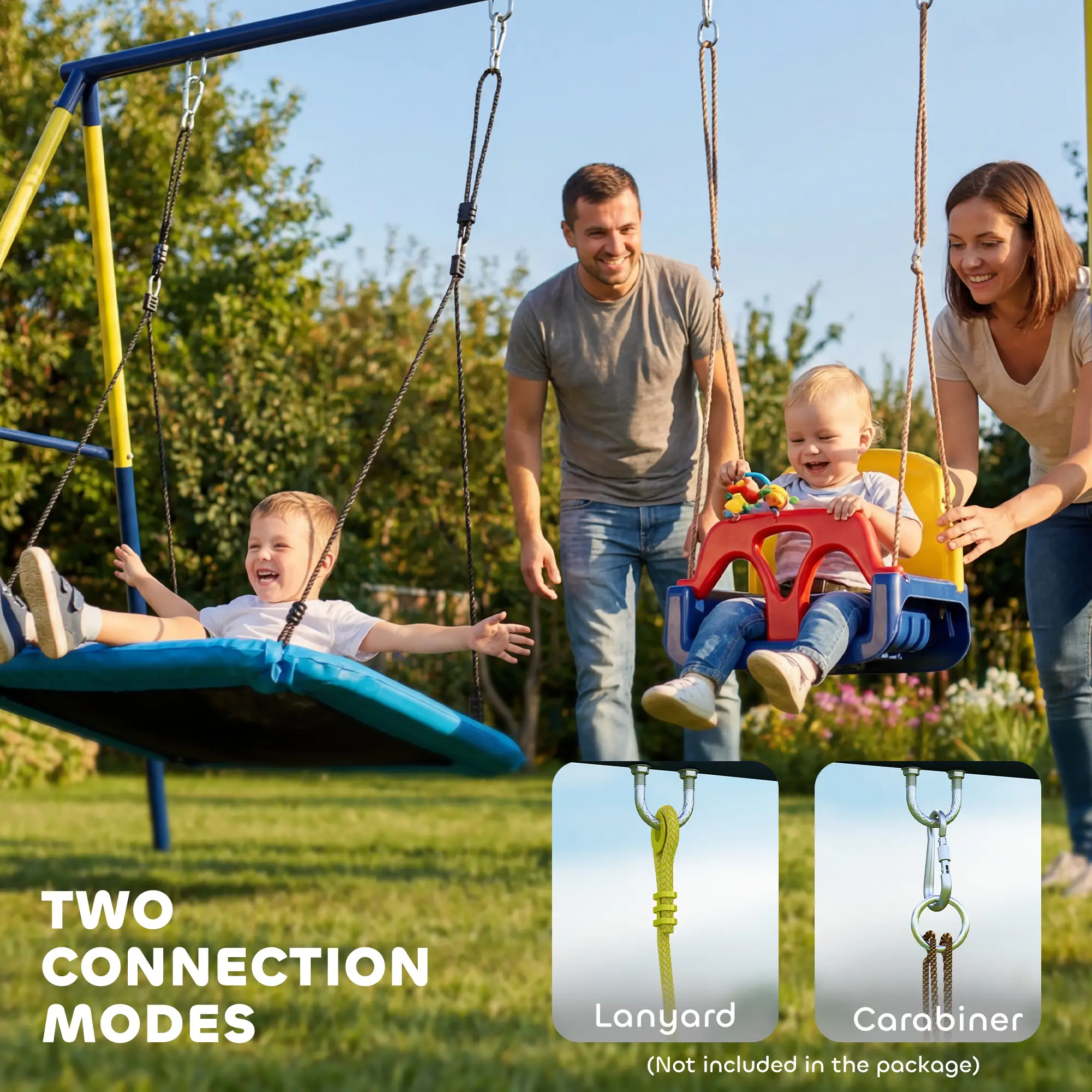 Kids Swing Set, Heavy Duty Metal, 2 Seat, Supports 150 kg, Indoor Outdoor, Blue - Image 6
