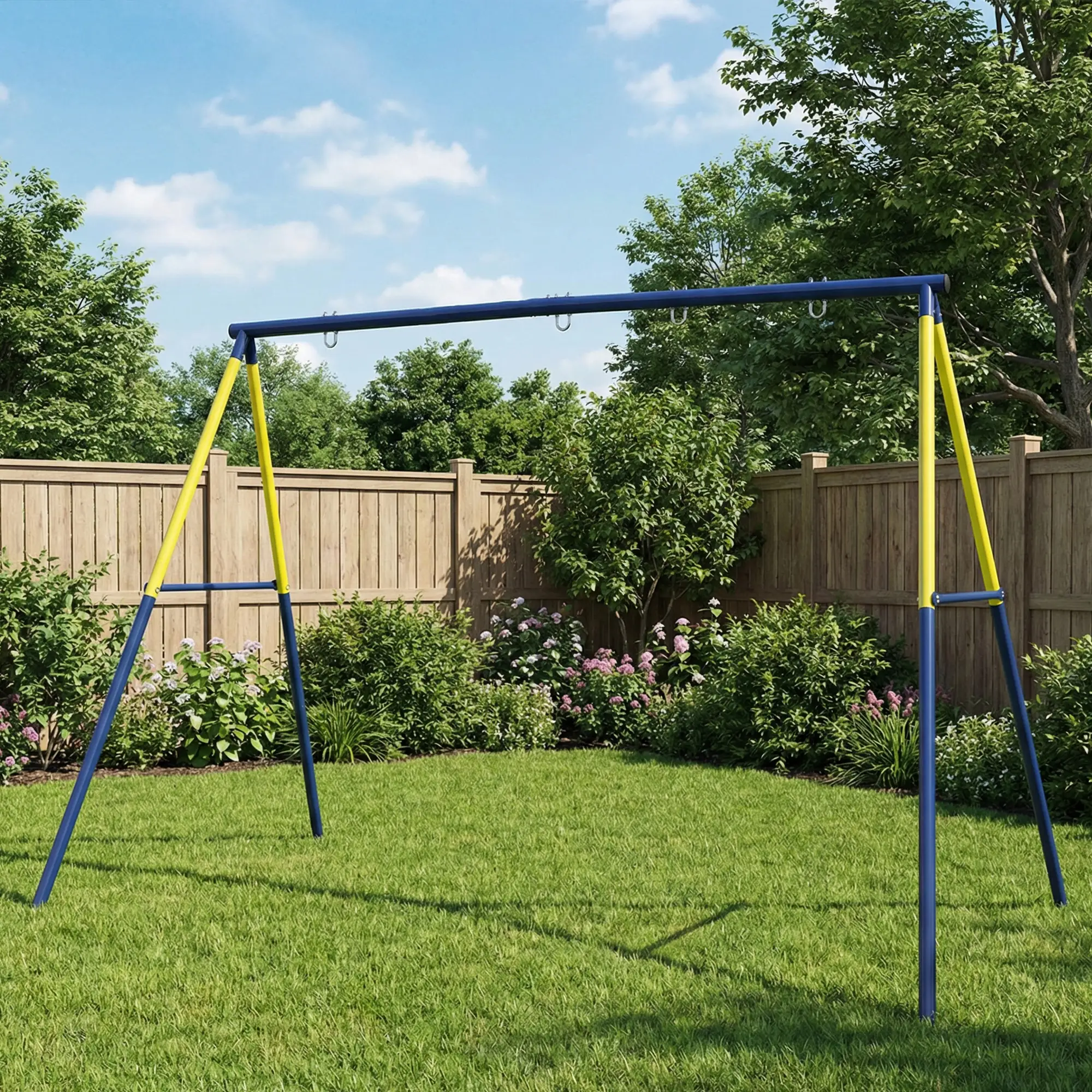 Kids Swing Set, Heavy Duty Metal, 2 Seat, Supports 150 kg, Indoor Outdoor, Blue - Image 9