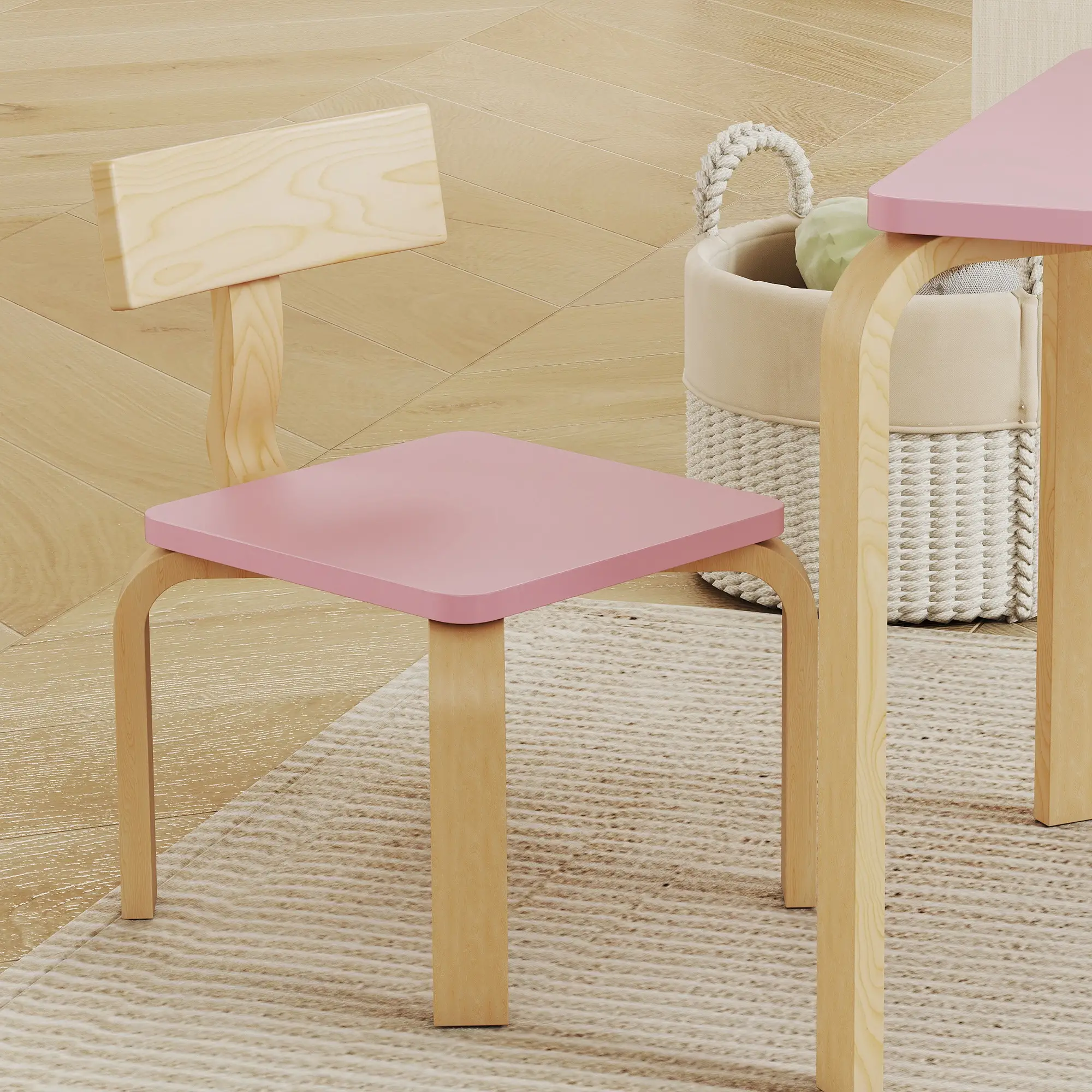 Kids Table and 2 Chair Set, Multi-Activity Furniture, Pink - Image 9