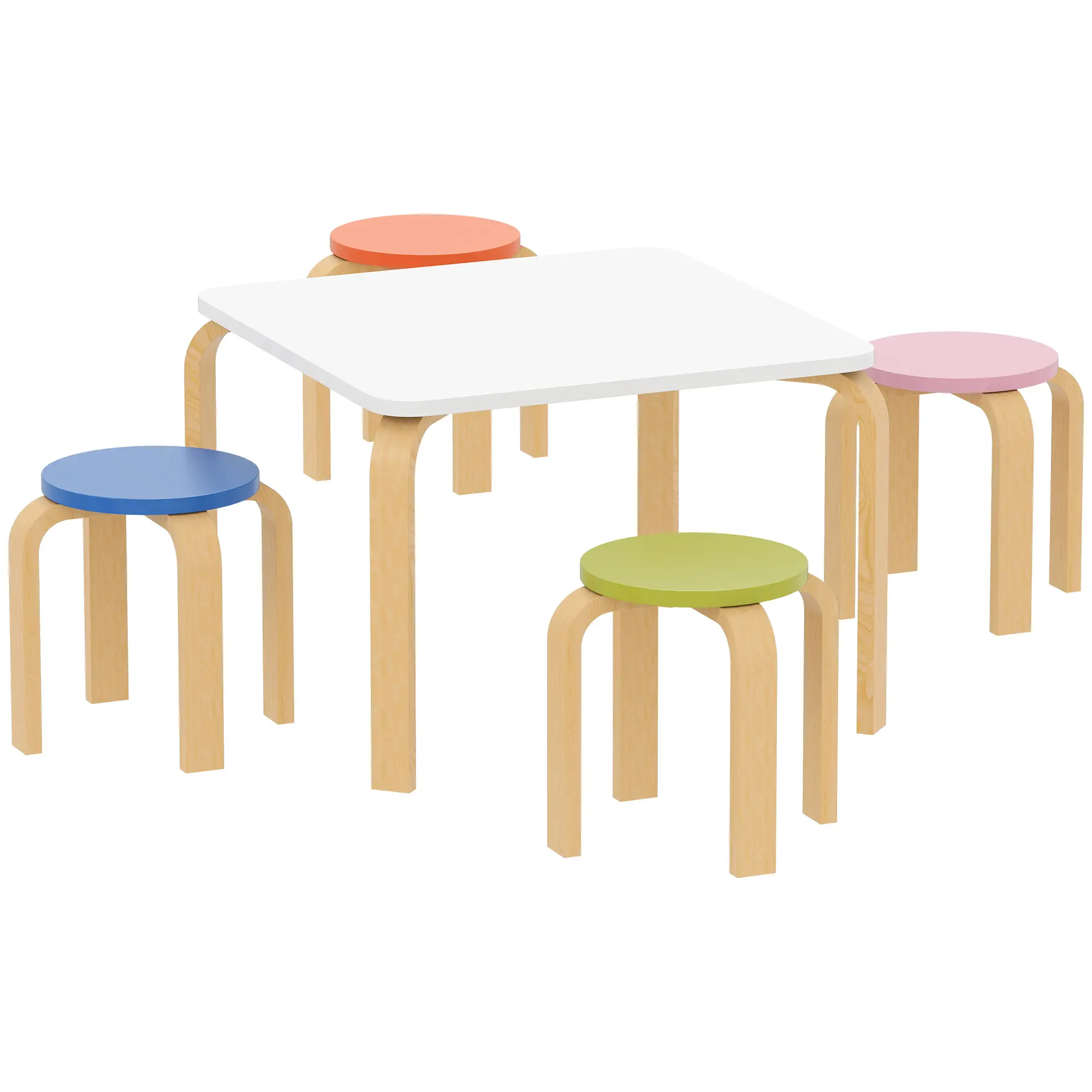 Kids Table and Chair Set, 5-Piece Children Furniture