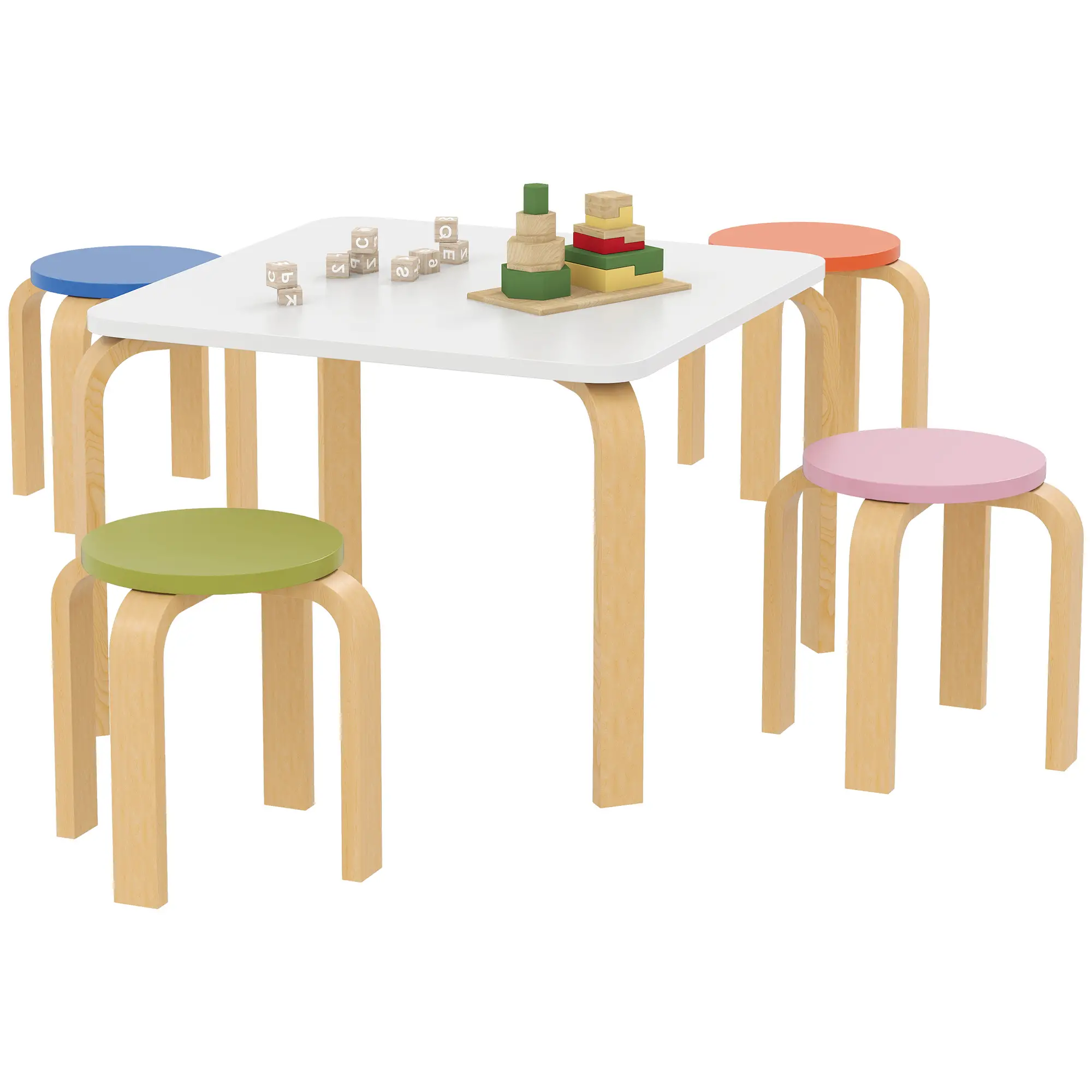 Kids Table and Chair Set, 5-Piece Children Furniture - Image 11