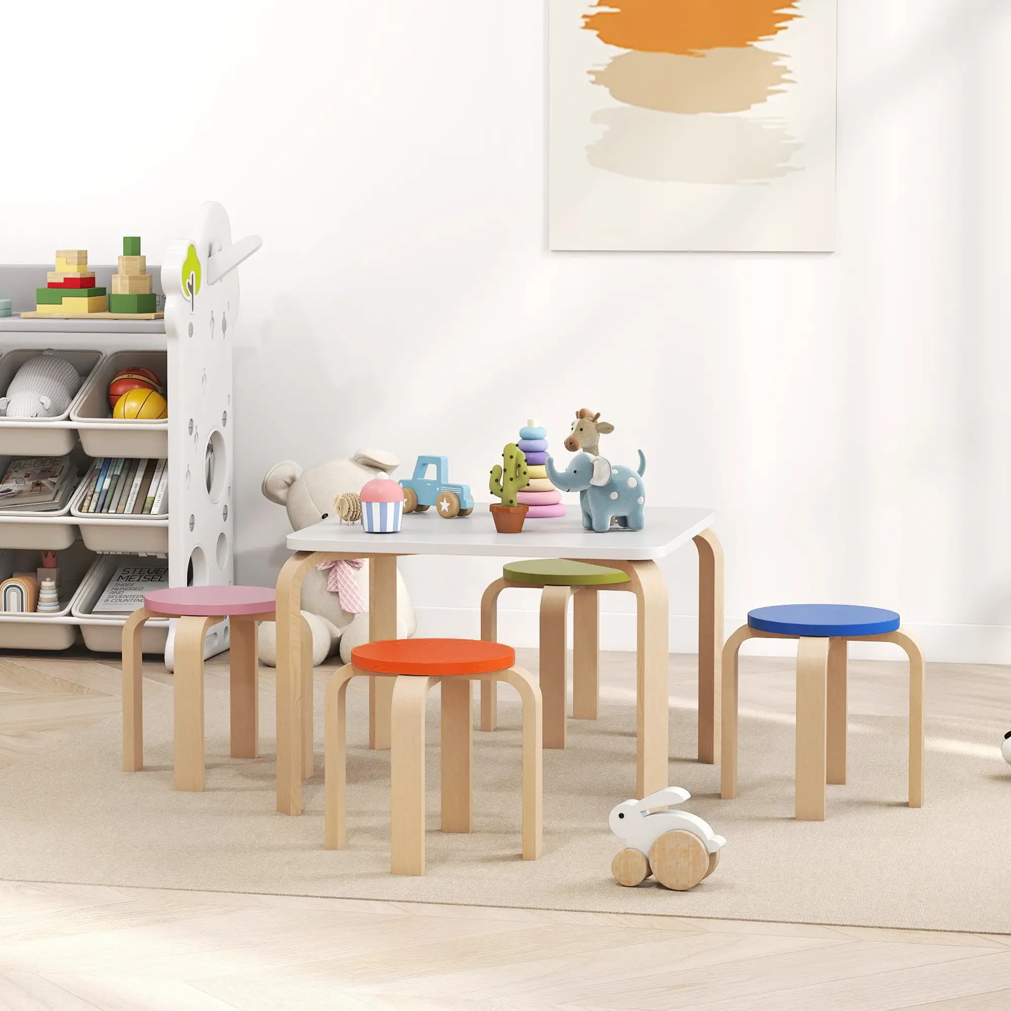 Kids Table and Chair Set, 5-Piece Children Furniture - Image 8
