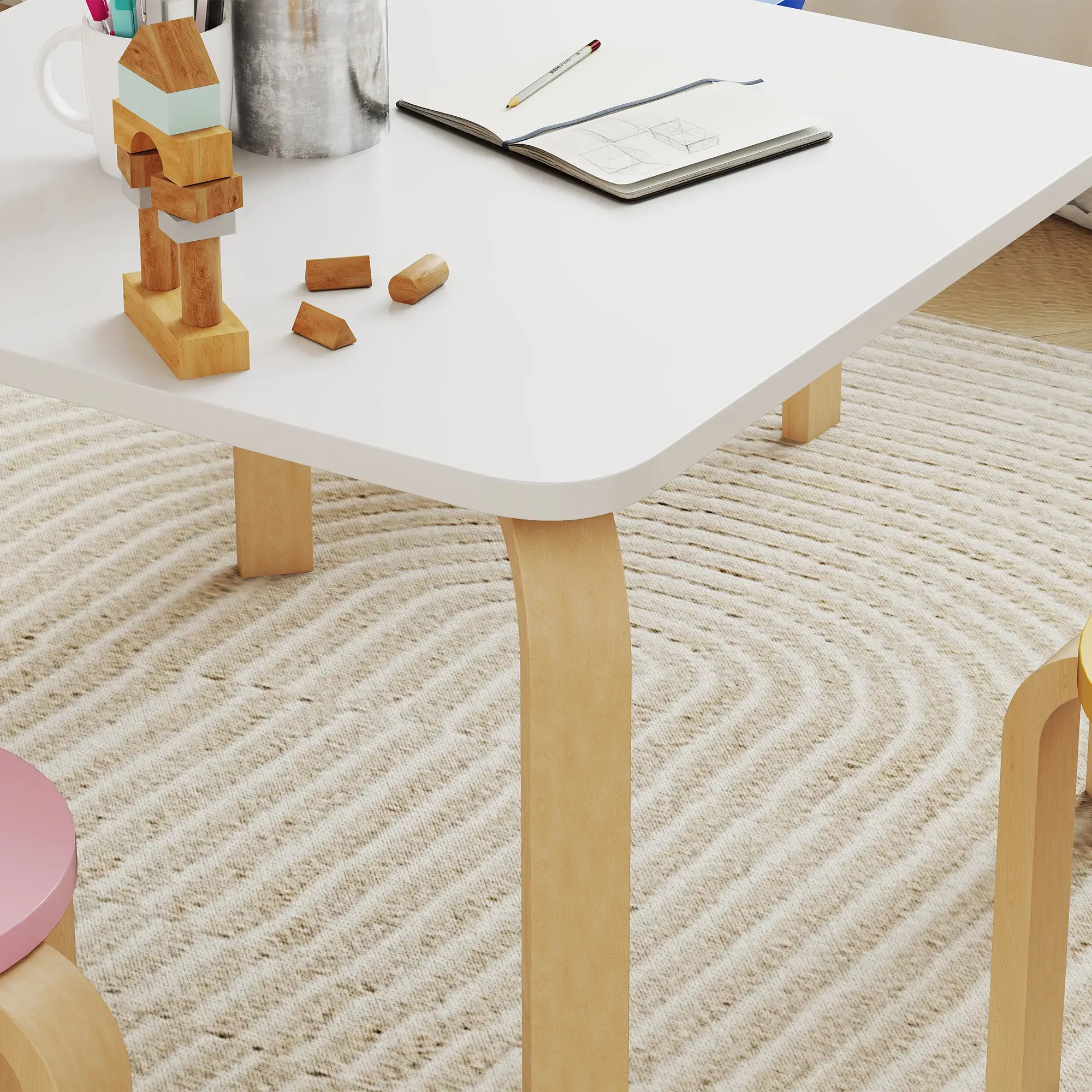 Kids Table and Chair Set, 5-Piece Children Furniture - Image 9