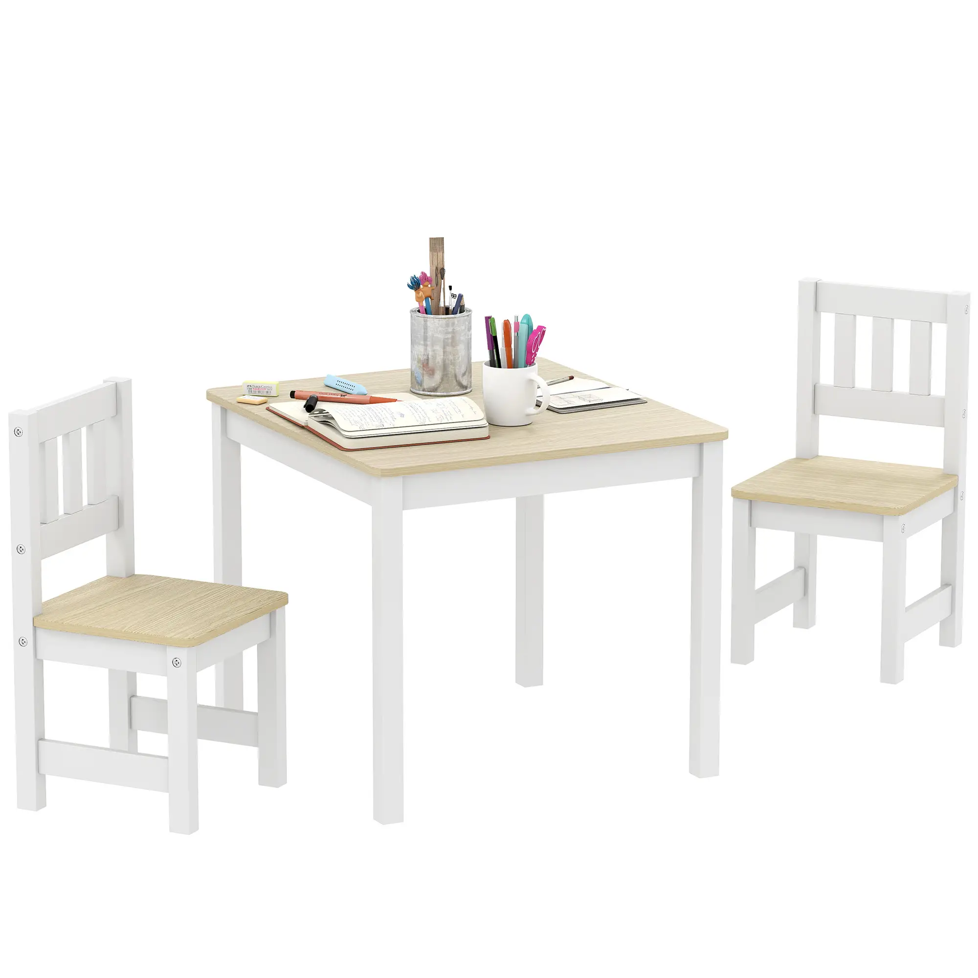 Kids Table And Chairs Set, Toddler Table And 2 Chair Set, Natural - Image 11