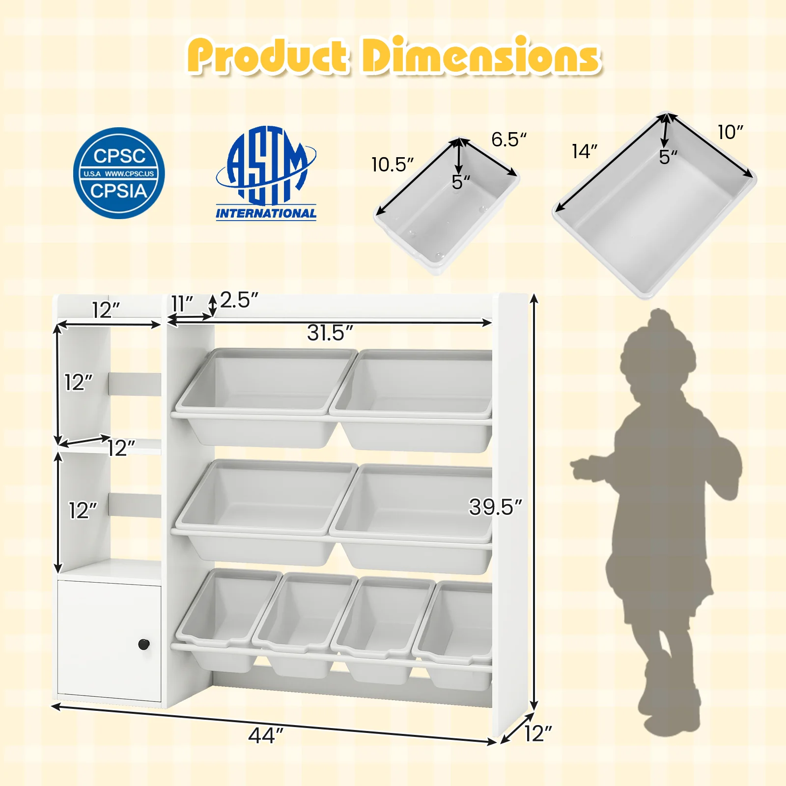 Kids Toy Storage and Bookshelf with Open Shelves and Single-door Cabinet, White - Image 6