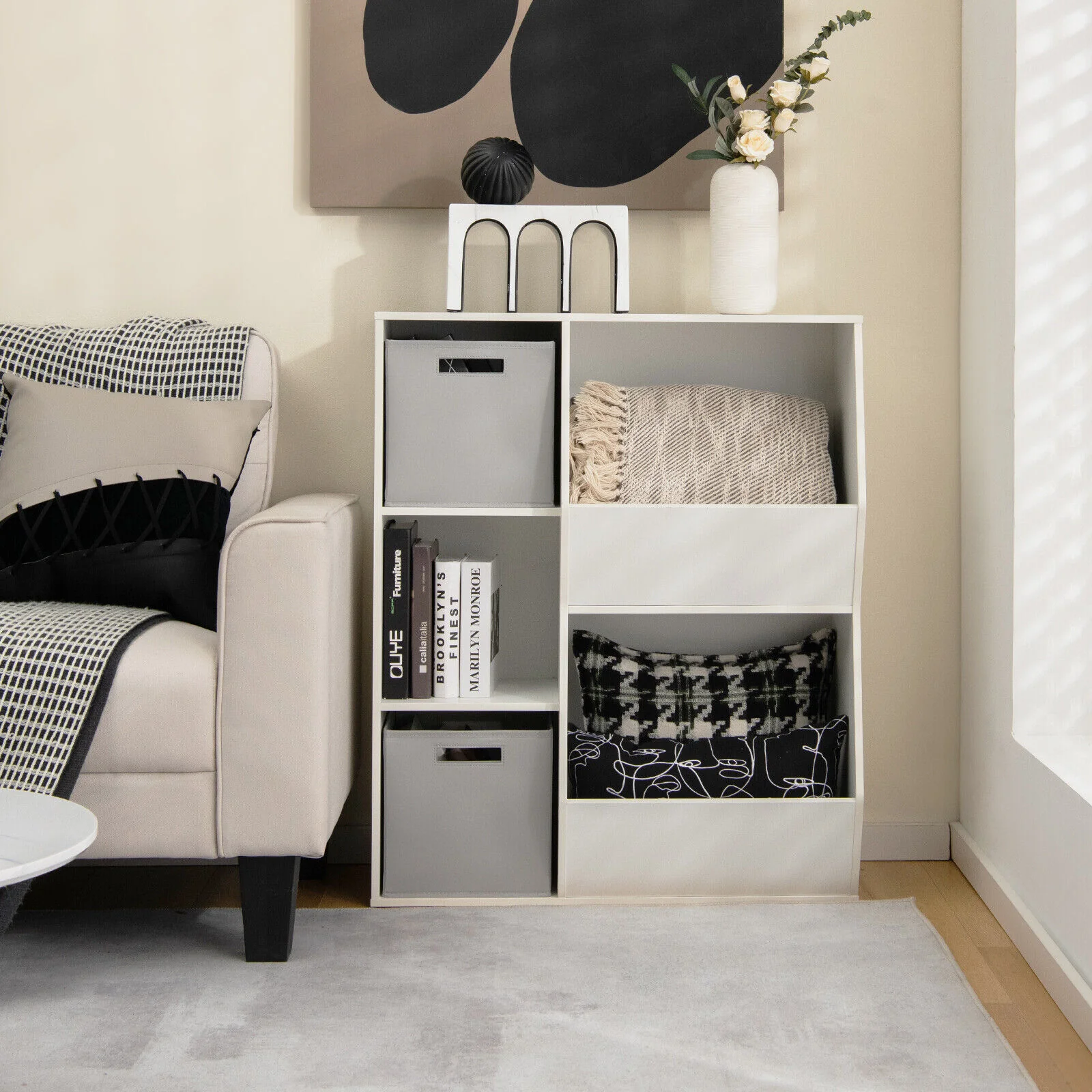 Kids Toy Storage Cabinet Shelf Organizer, White - Image 3