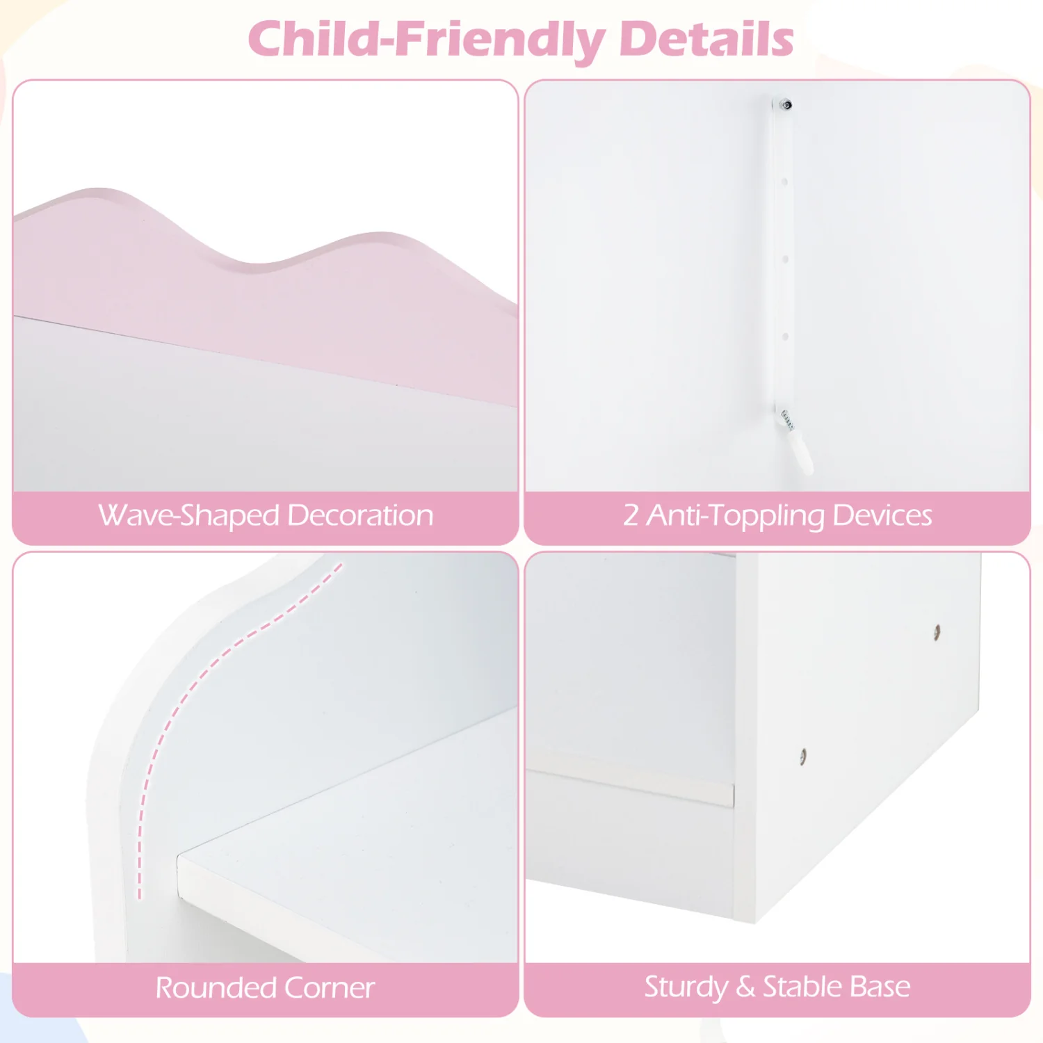 Kids Toy Storage Organizer, Dress Up Closet Wardrobe With Clothing Rack, Pink - Image 6