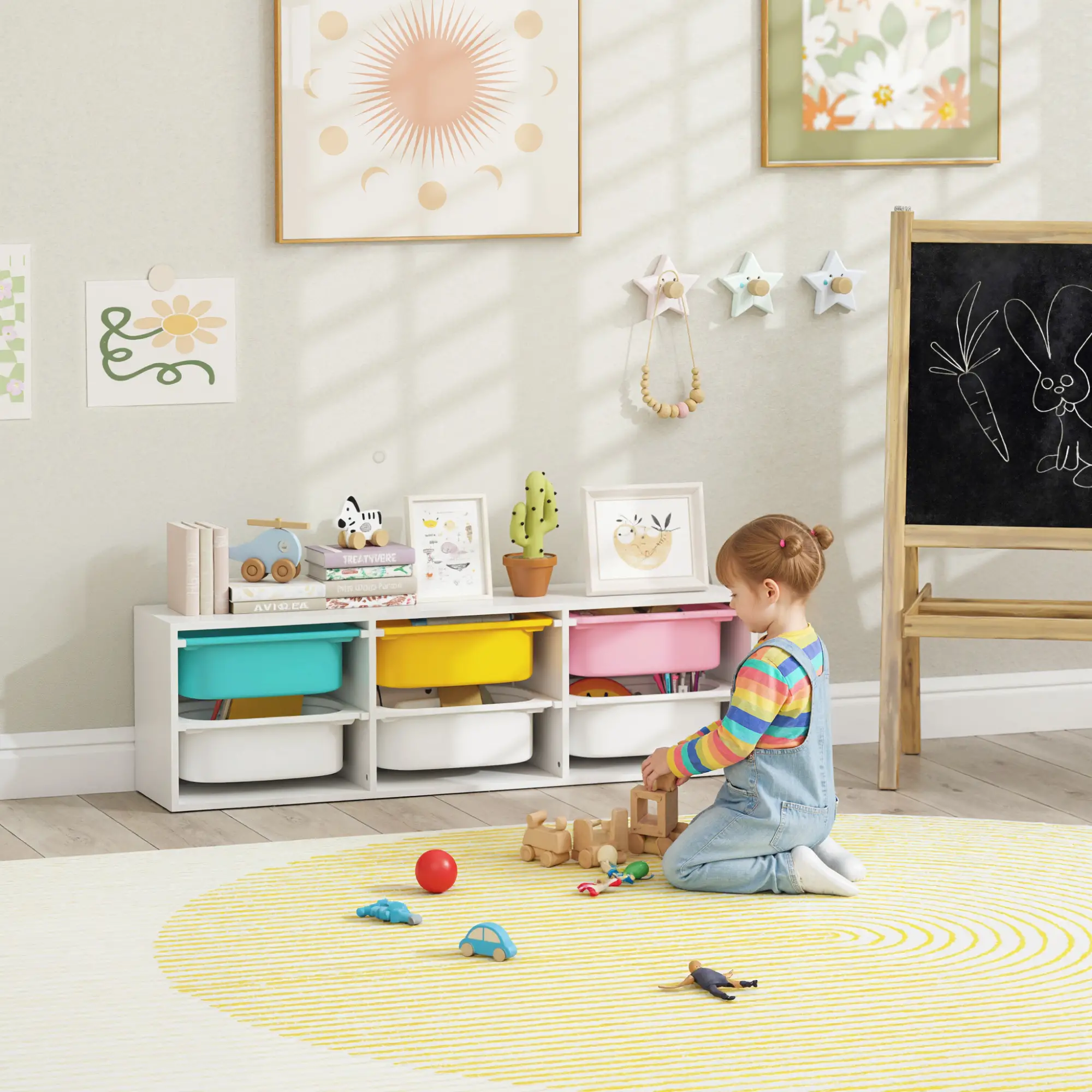 Kids Toy Storage Organizer with 6 Removable Plastic Bins - Image 2