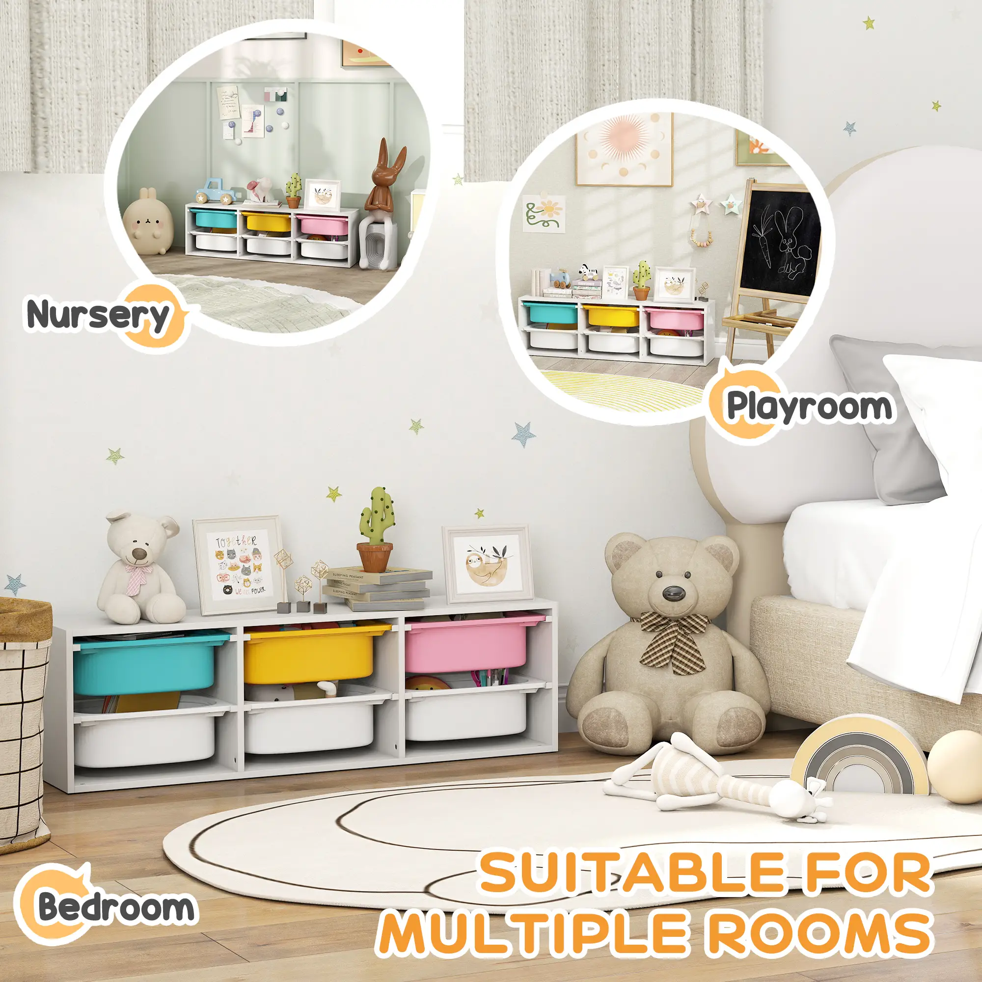 Kids Toy Storage Organizer with 6 Removable Plastic Bins - Image 6