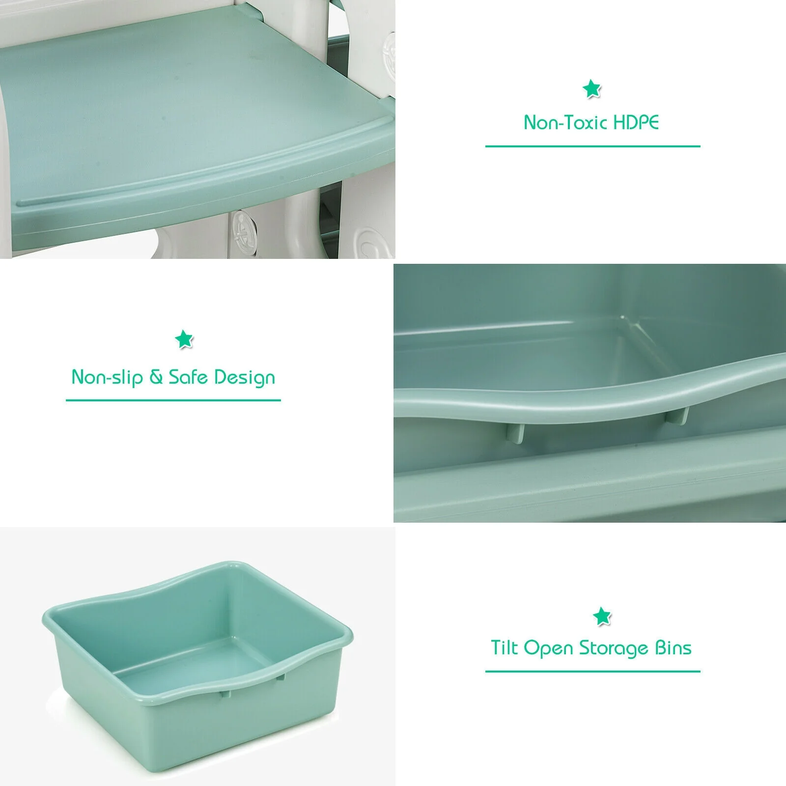Kids Toy Storage Organizer With Bins, Multi-Layer Shelf, Green - Image 10