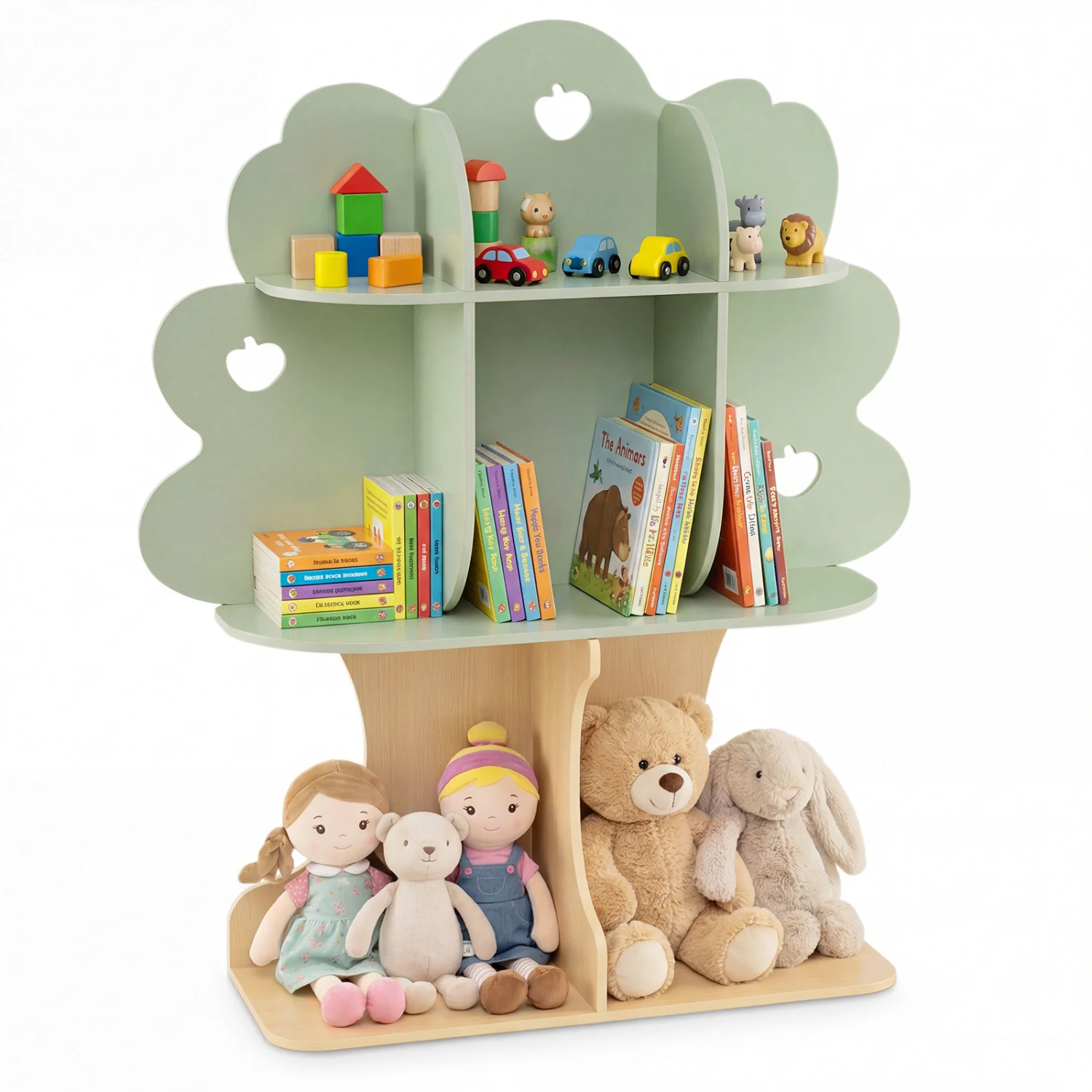 Kids Tree Bookshelf, 45" Tall, Freestanding Bookcase, Green - Image 5