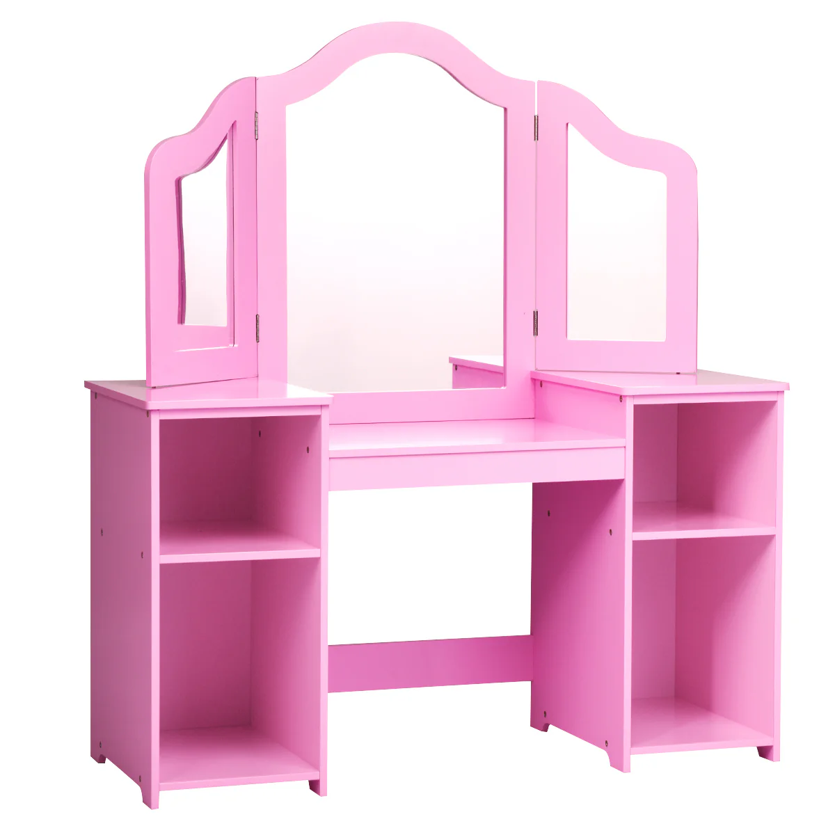 Kids Tri Folding Mirror Makeup Dressing Vanity Table Set, Pink - Image 4