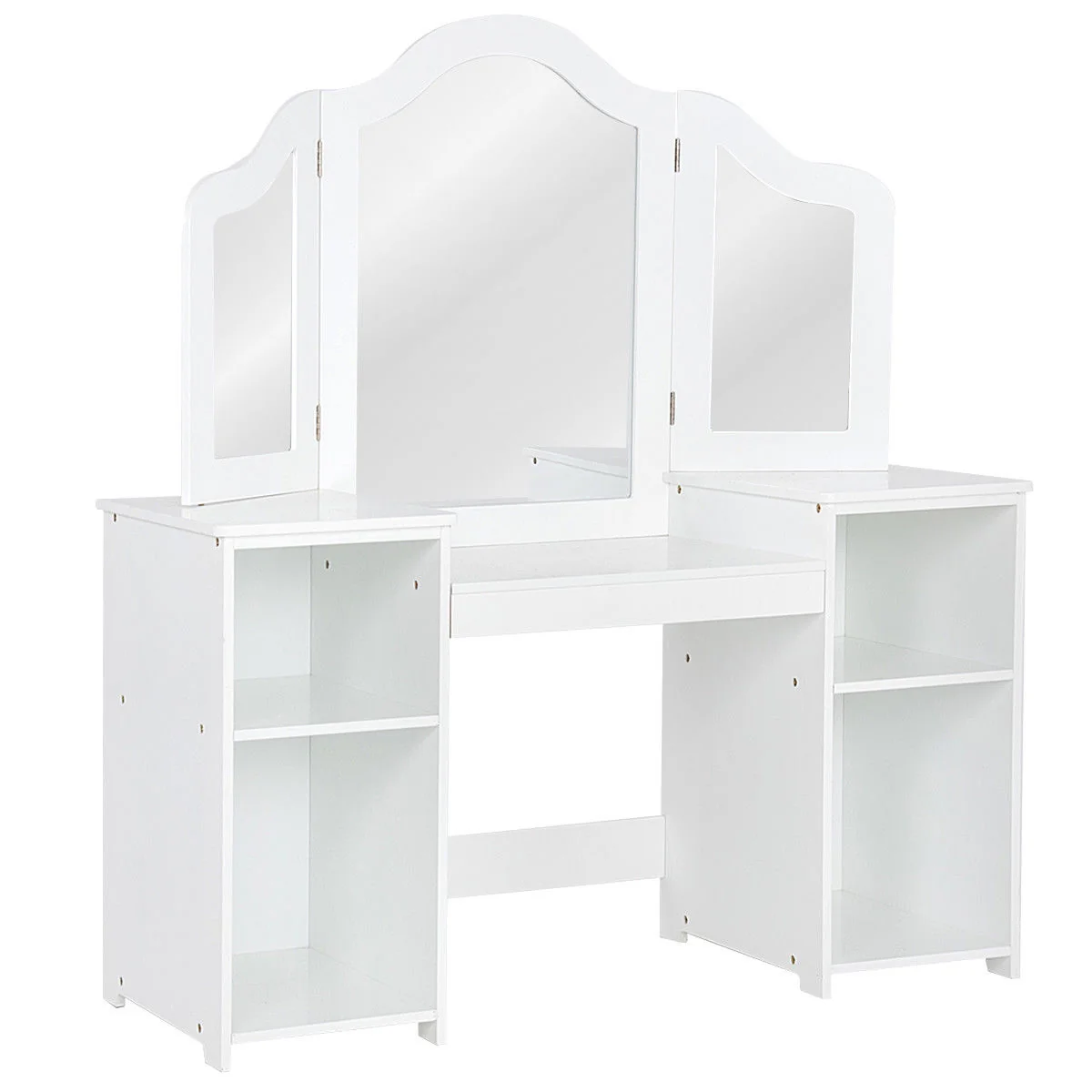 Kids Tri Folding Mirror Makeup Dressing Vanity Table Set, White - Image 4