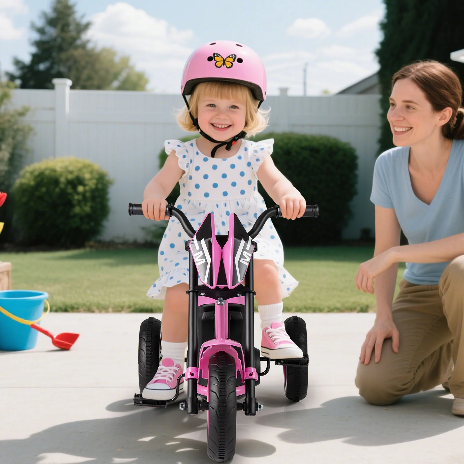 Kids Tricycle 3-Wheel Toddler Bike with Foot Pedals Forward Backward, Pink - Image 3