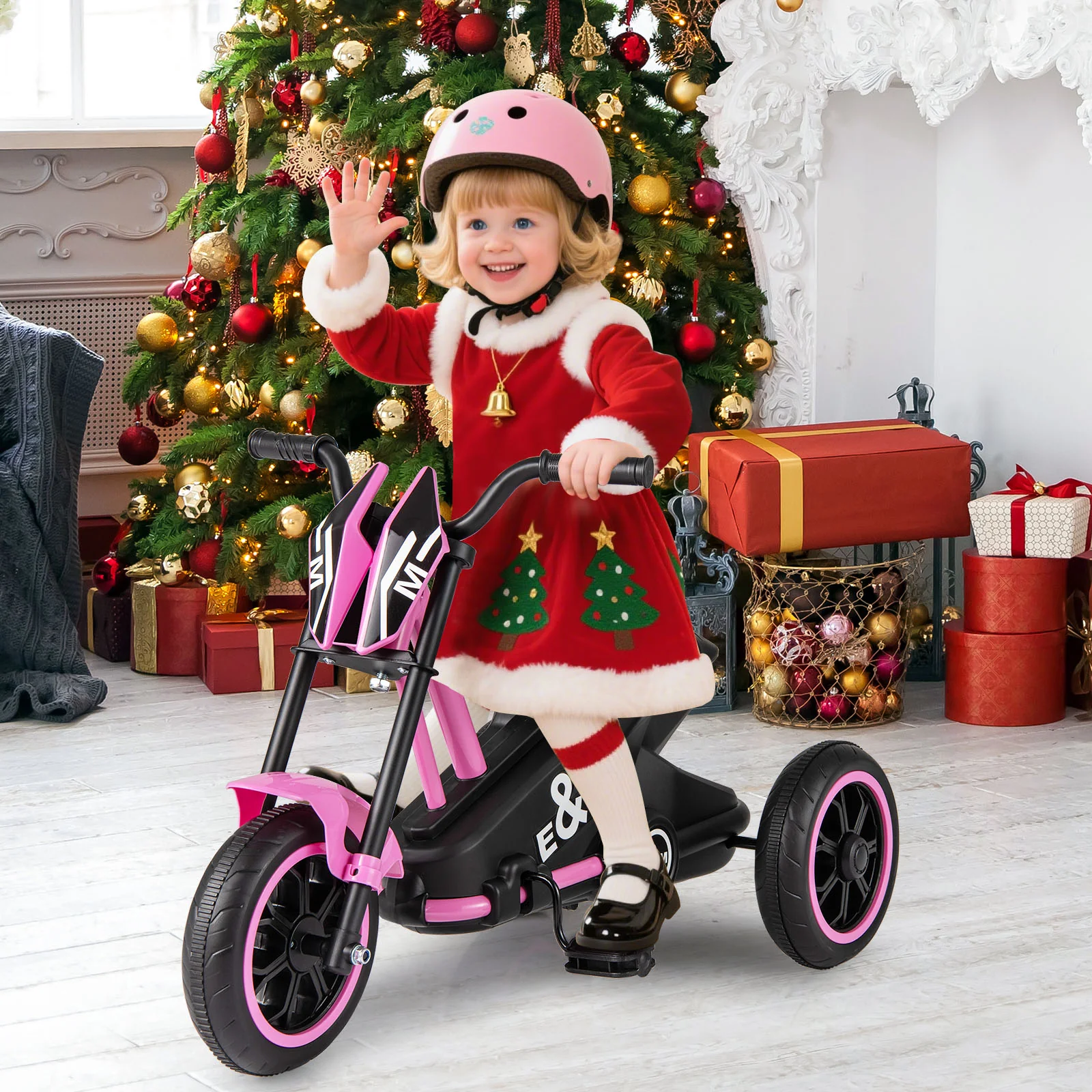 Kids Tricycle 3-Wheel Toddler Bike with Foot Pedals Forward Backward, Pink - Image 7