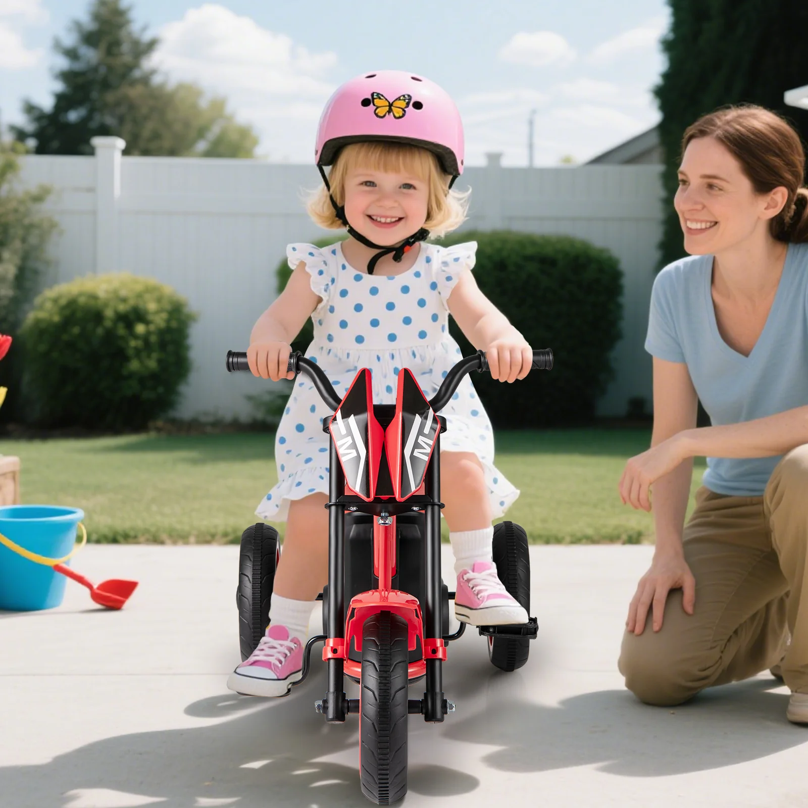 Kids Tricycle 3-Wheel Toddler Bike with Foot Pedals Forward Backward, Red - Image 3