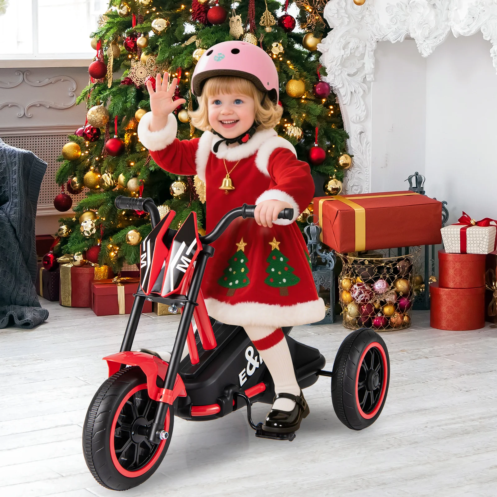 Kids Tricycle 3-Wheel Toddler Bike with Foot Pedals Forward Backward, Red - Image 7