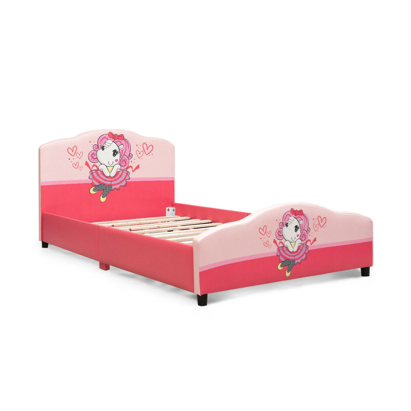 Kids Upholstered Platform Toddler Bed, Pink - Image 4