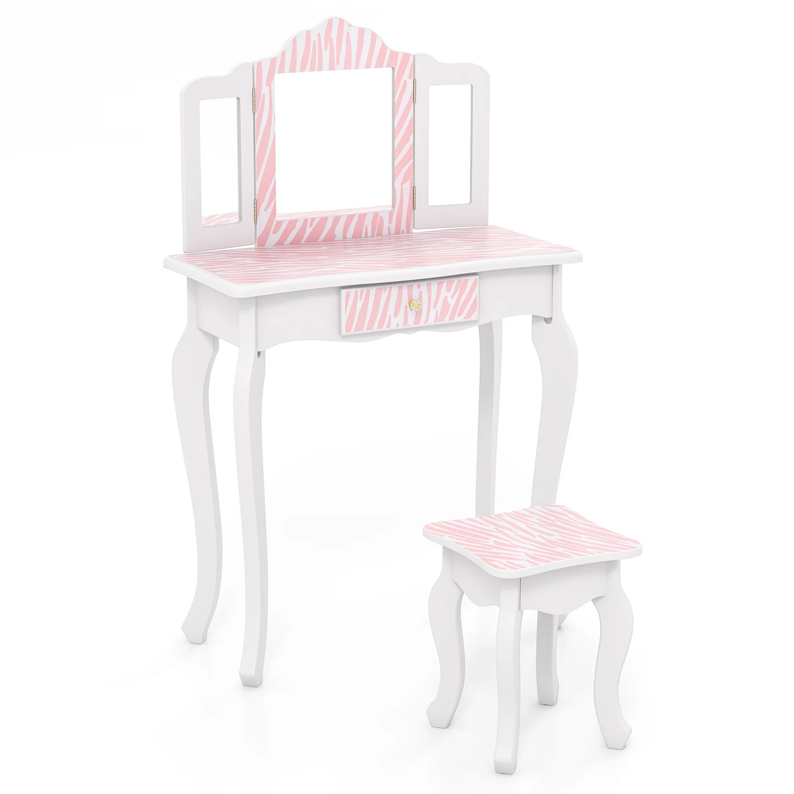 Kids Vanity Set With Drawer, 3 Makeup Accessories, Pink - Image 4