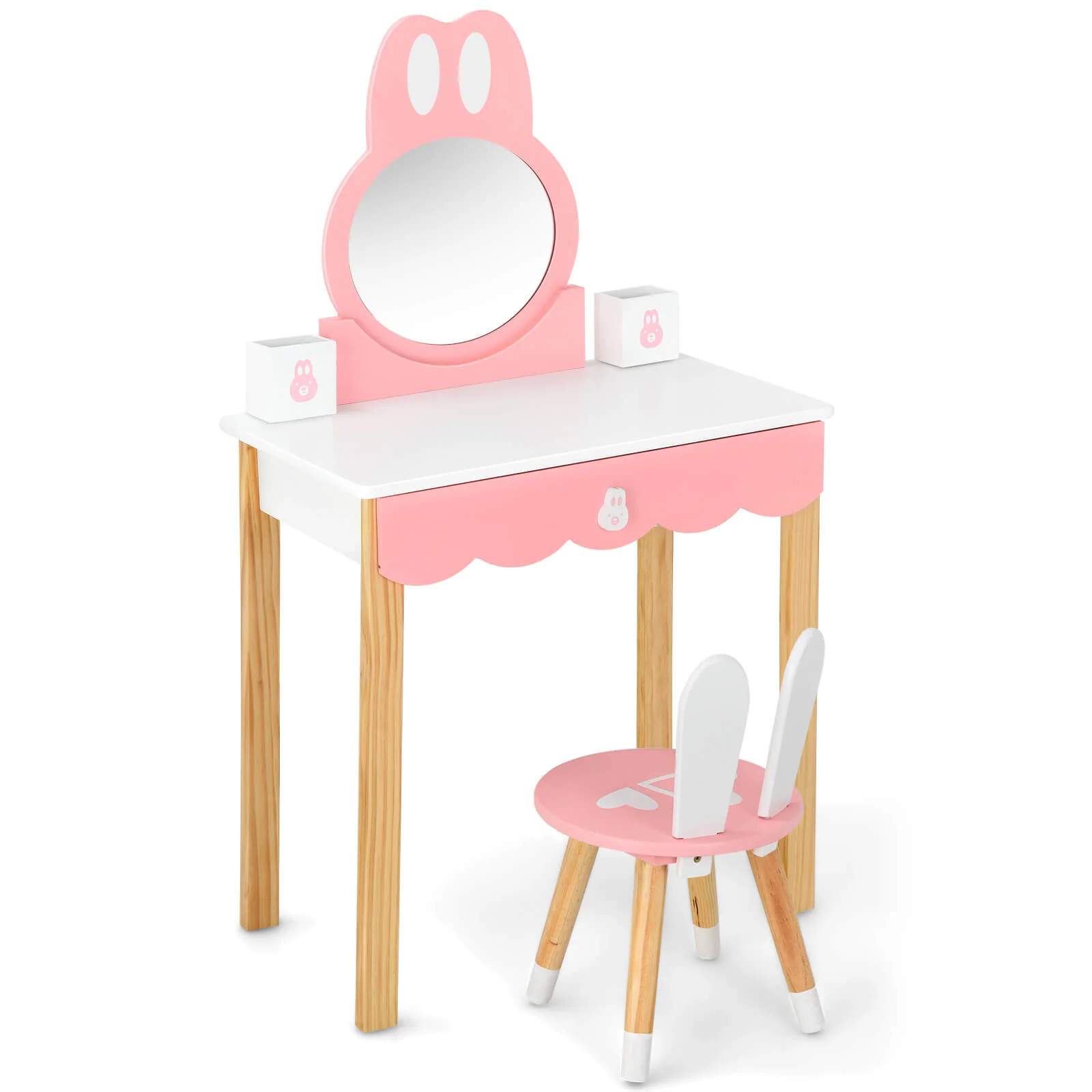 Kids Vanity Set With Mirror, Drawer, White - Image 3