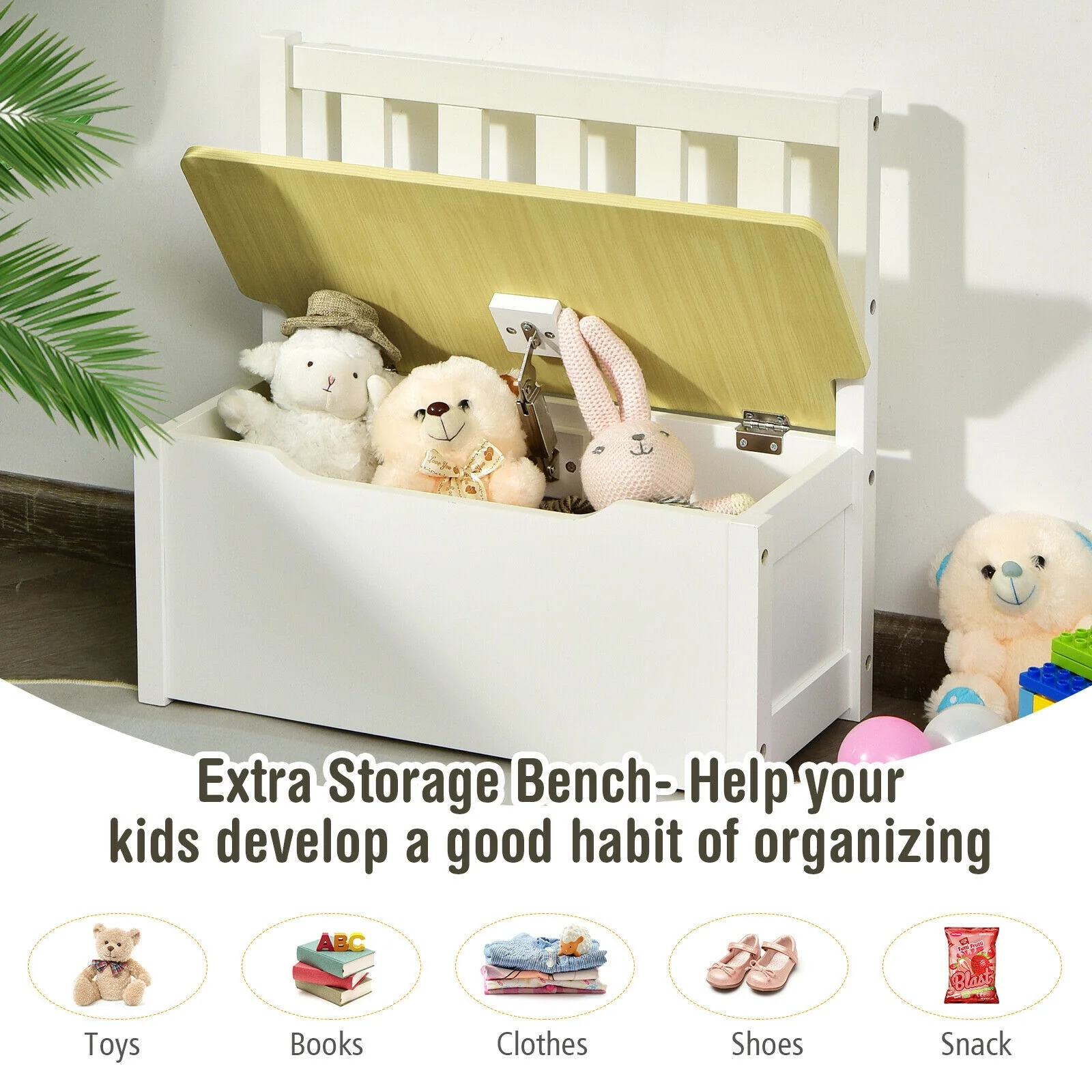 Kids Wooden Activity Table, Chairs Set, Storage Bench, Study Desk, Natural - Image 3