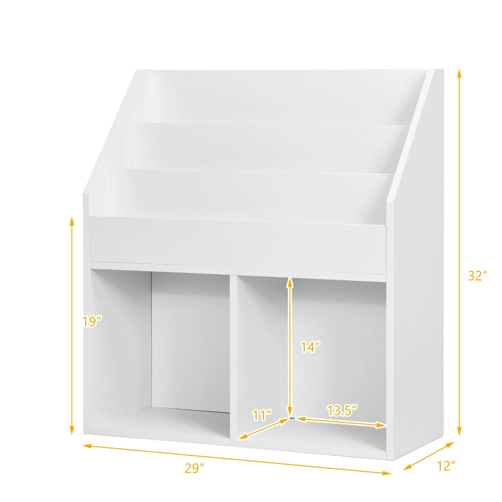 Kids Wooden Bookshelf, Toy Storage Cabinet, White - Image 5