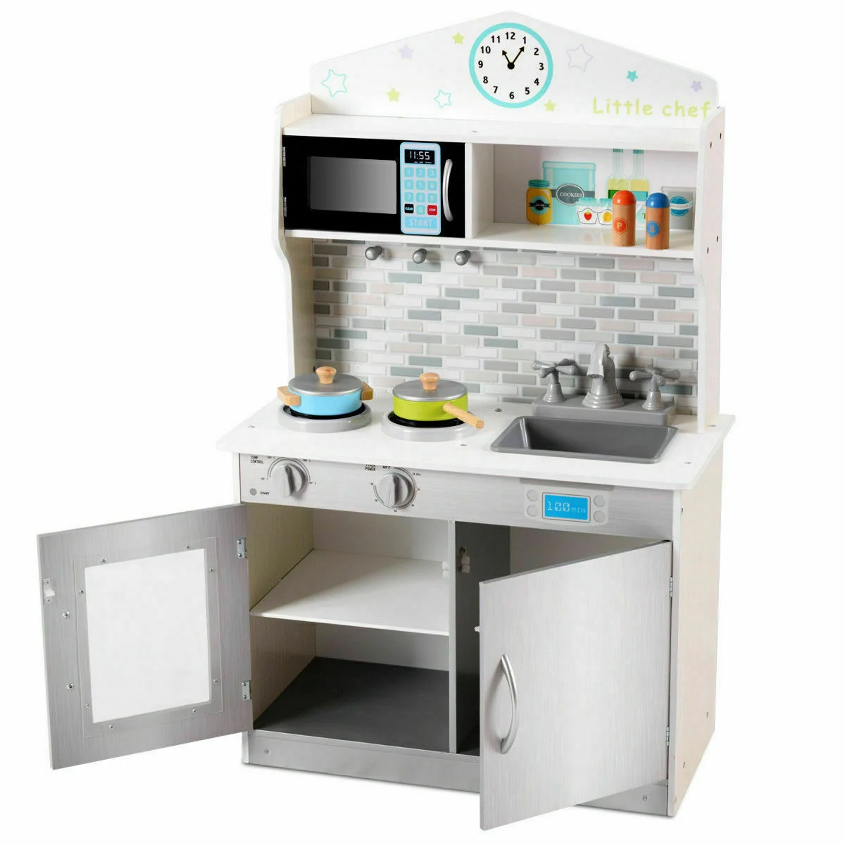 Kids Wooden Pretend Cooking Playset, Beige - Image 9