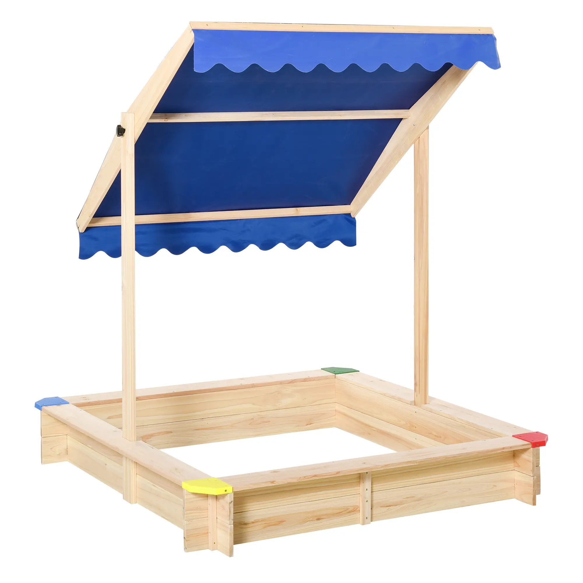 Kids Wooden Sandbox With Cover, 47" x 47" x 47", Natural - Image 13