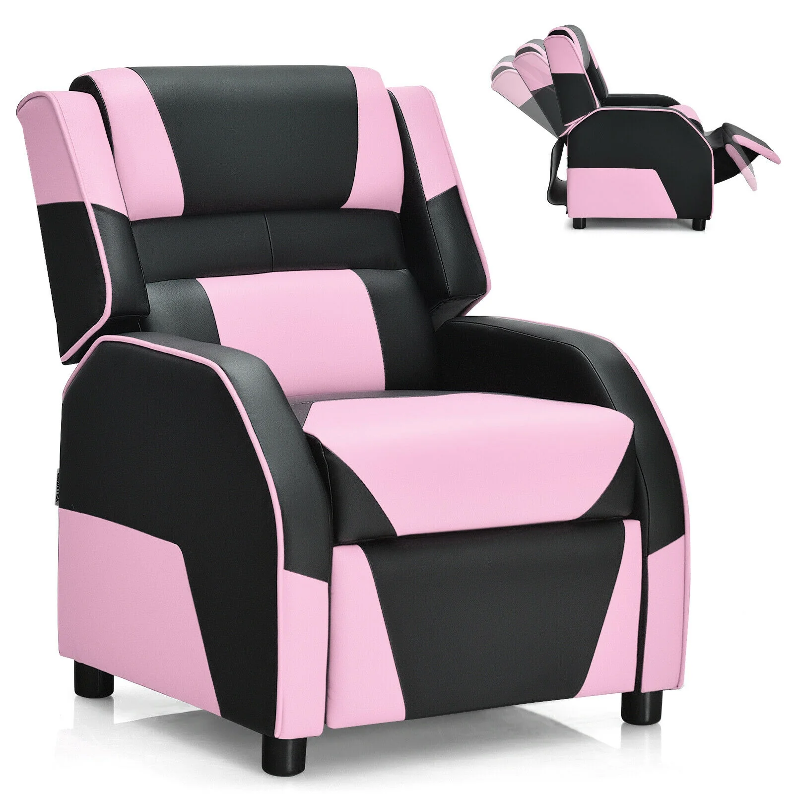 Kids Youth PU Leather Gaming Sofa Recliner, Pink - Image 4
