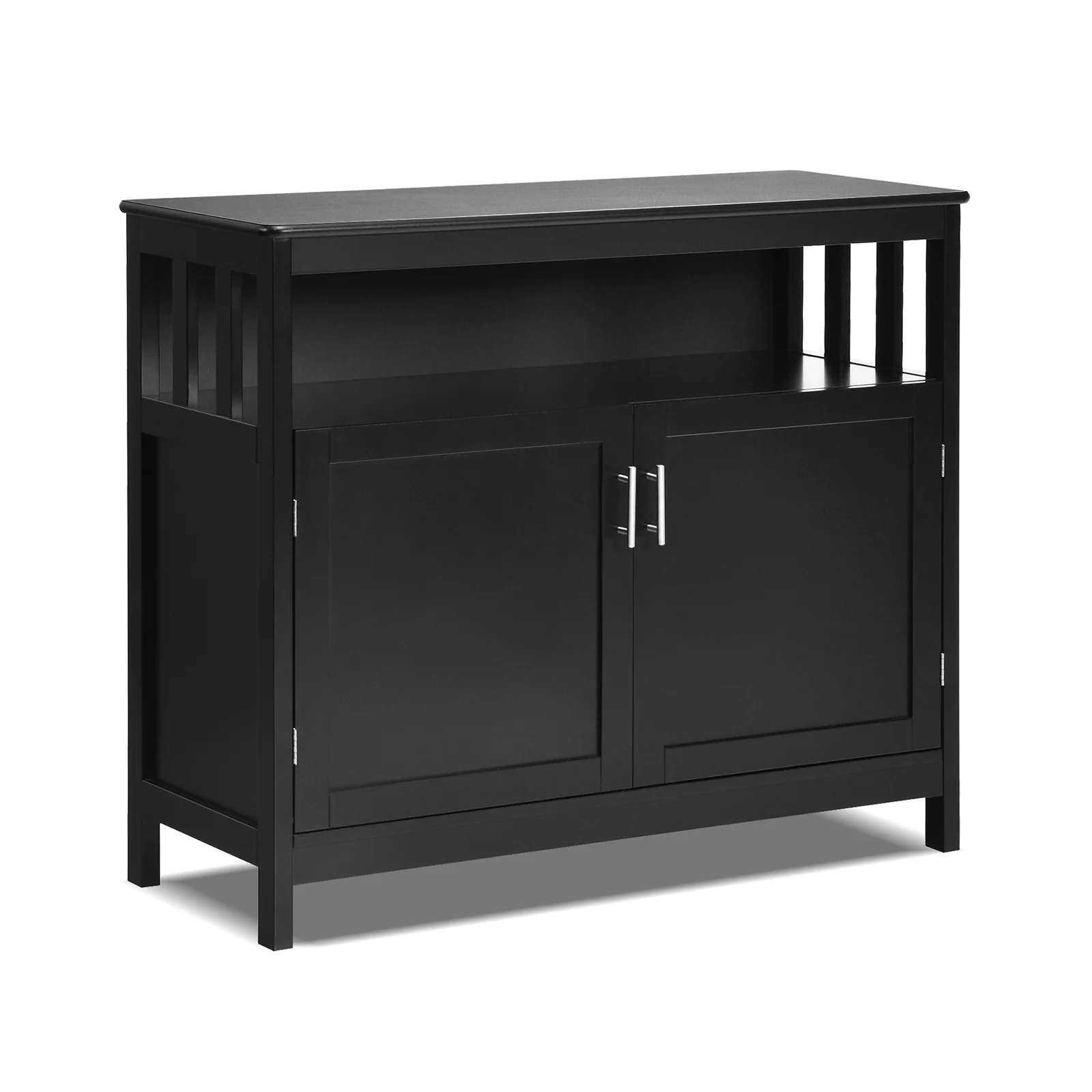 Kitchen Buffet Server Sideboard, Storage Cabinet, 2 Doors, Shelf, Black