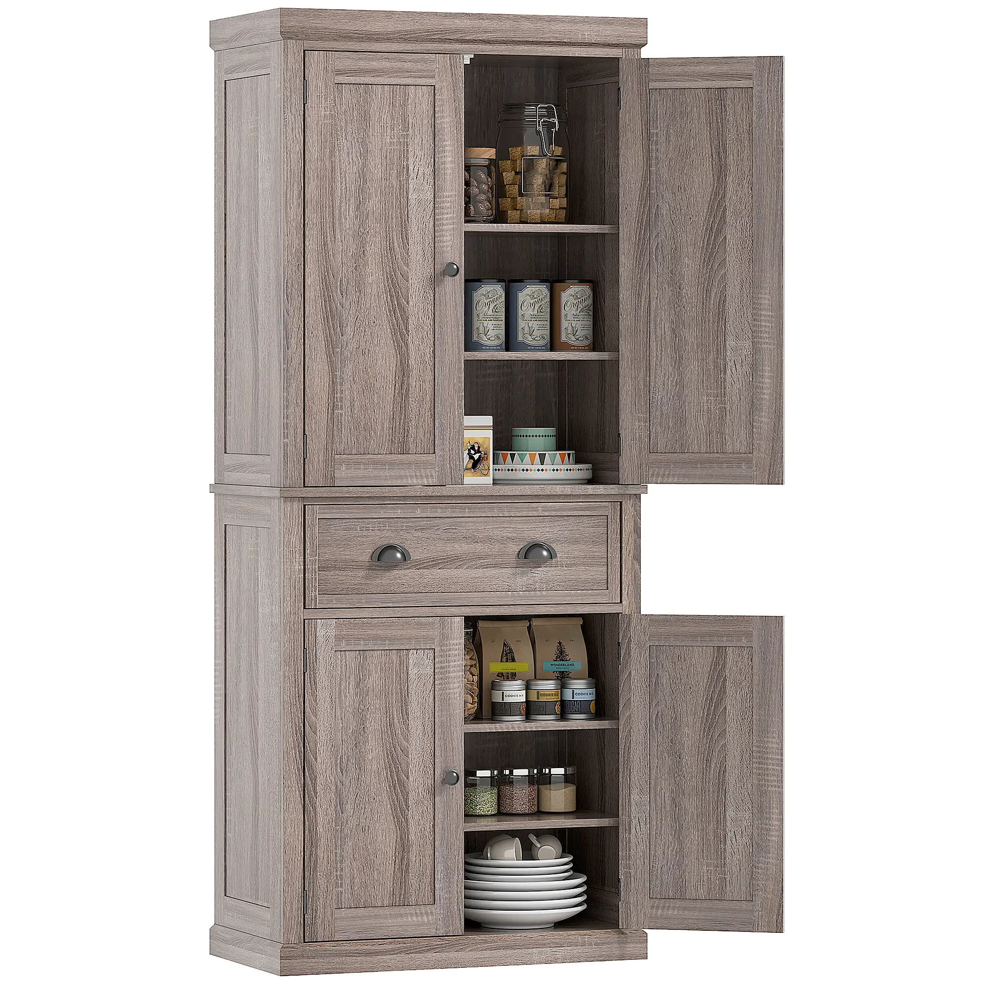 Kitchen Cabinet With 2 Drawers, MDF Board, Wood Grain