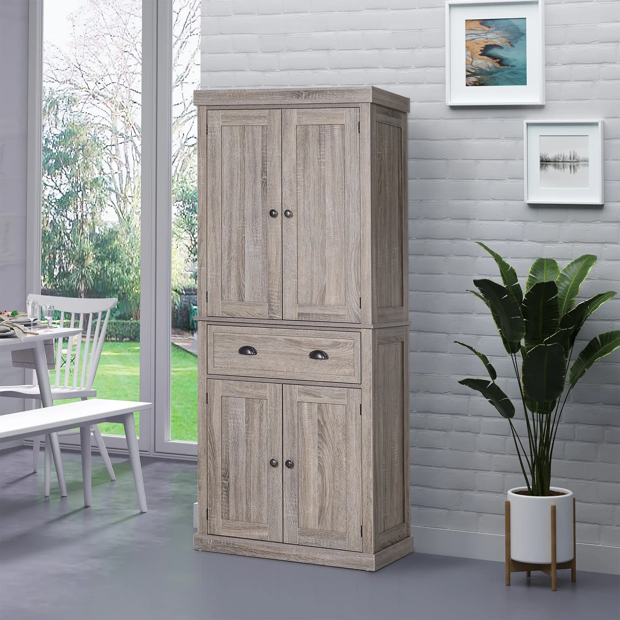 Kitchen Cabinet With 2 Drawers, MDF Board, Wood Grain - Image 2