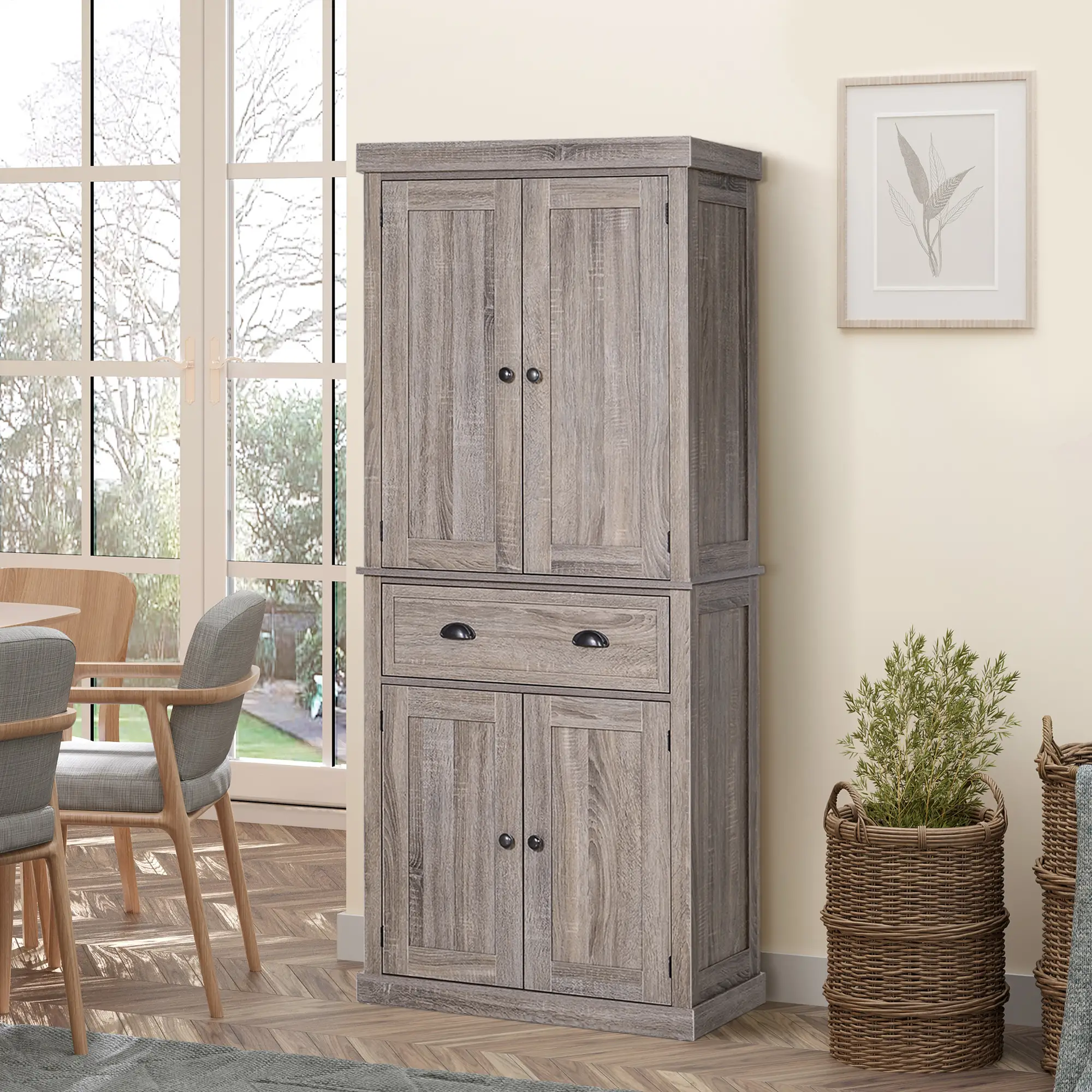 Kitchen Cabinet With 2 Drawers, MDF Board, Wood Grain - Image 4