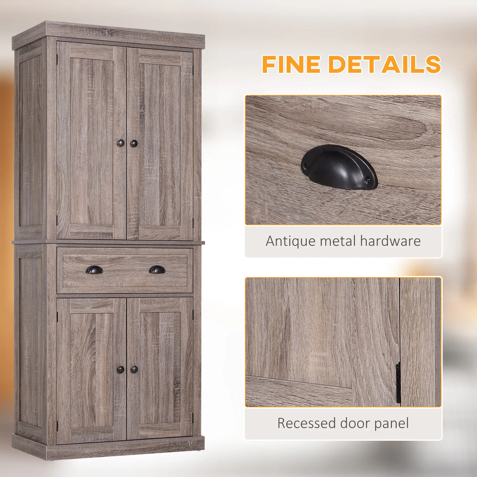 Kitchen Cabinet With 2 Drawers, MDF Board, Wood Grain - Image 6