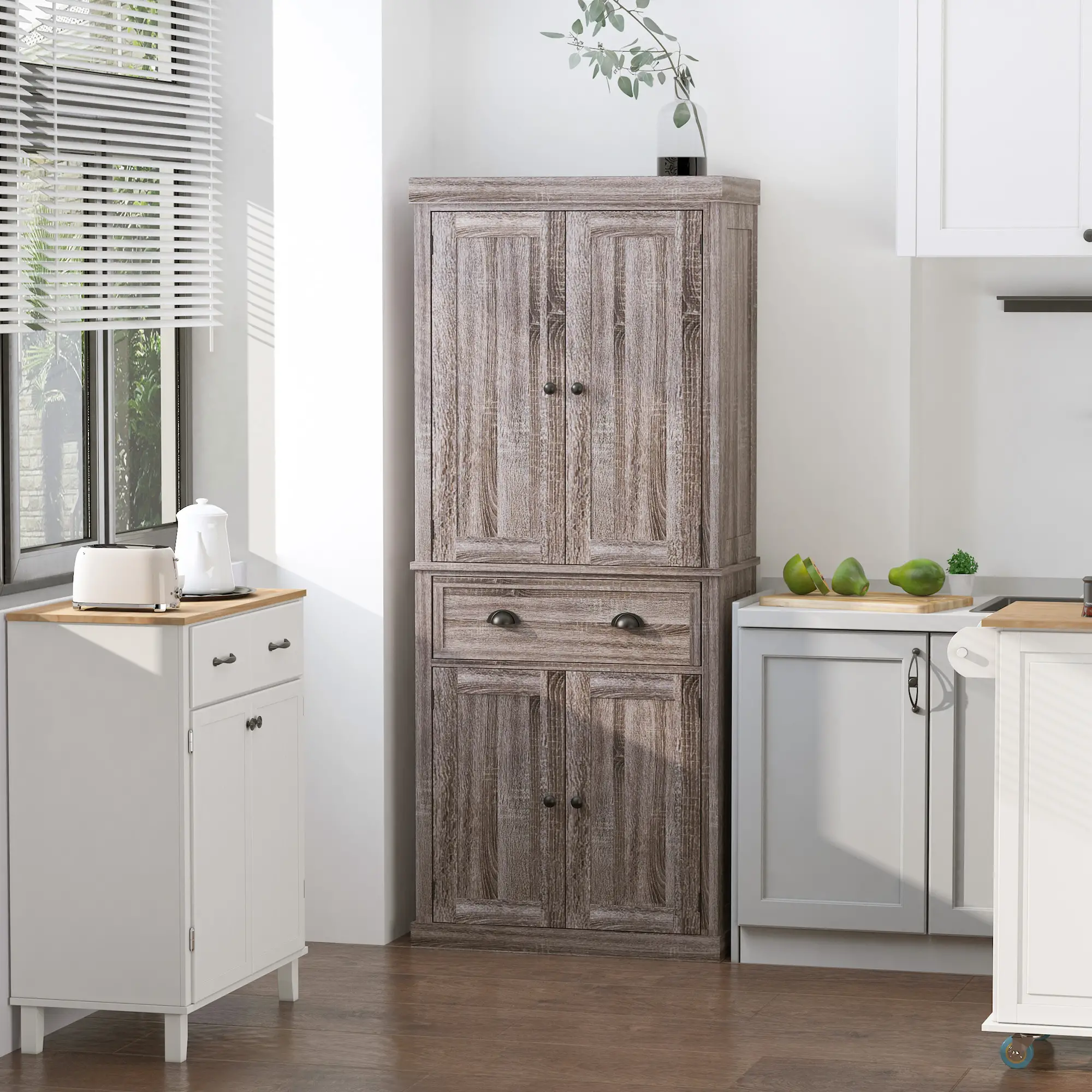 Kitchen Cabinet With 2 Drawers, MDF Board, Wood Grain - Image 8
