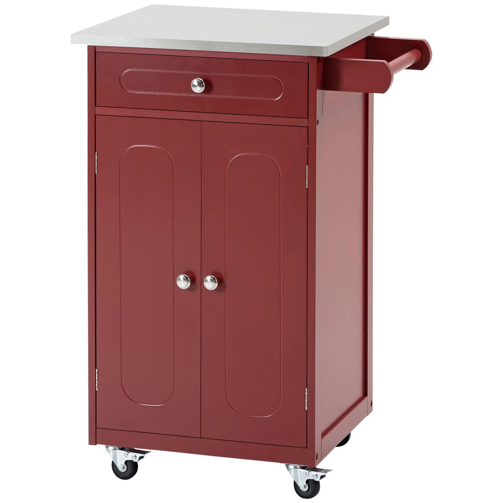 Kitchen Cart, Stainless Steel Top, Storage Drawer, 36x24x36 in, Red - Image 11