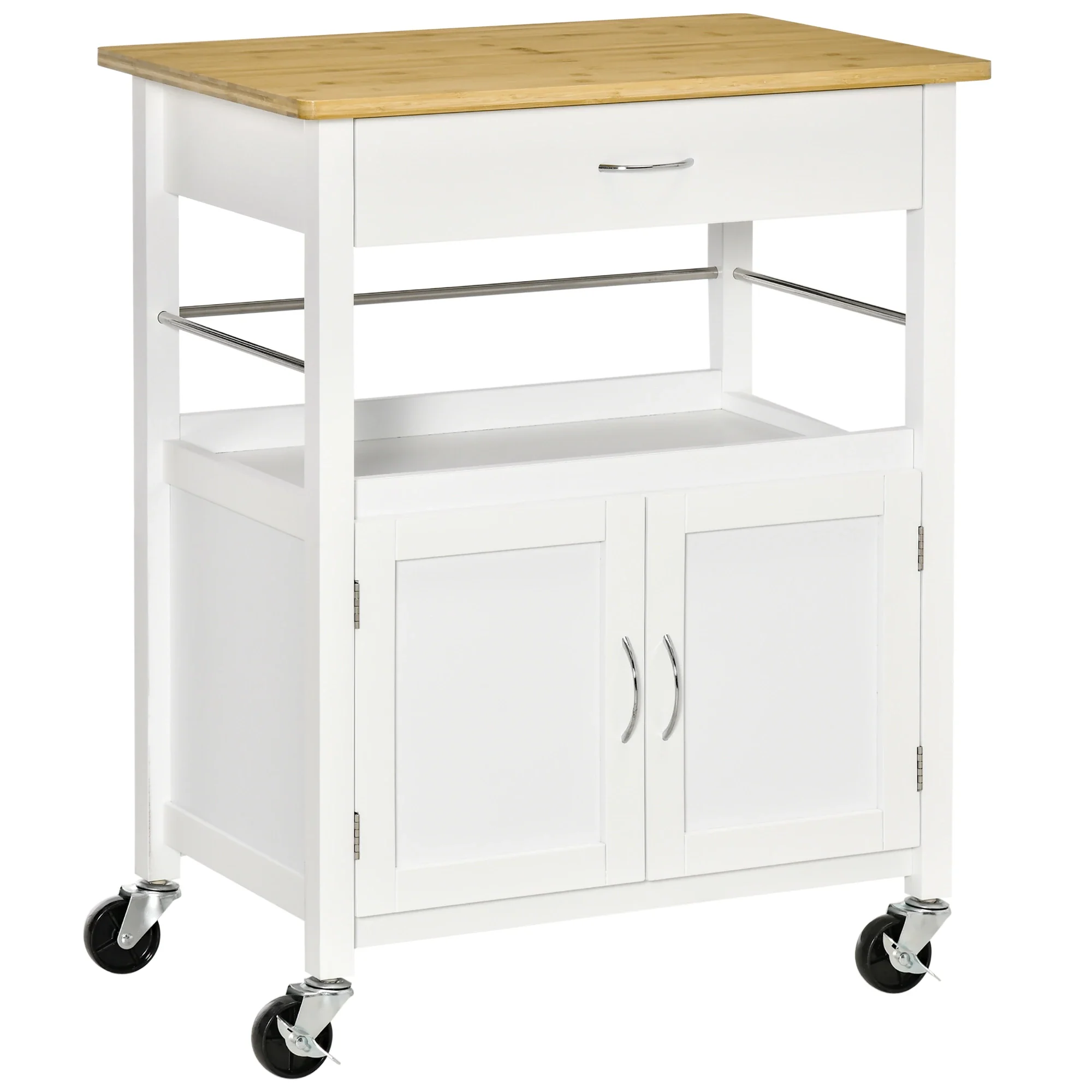 Kitchen Cart, Utility Trolley, Small Island with Drawer, White